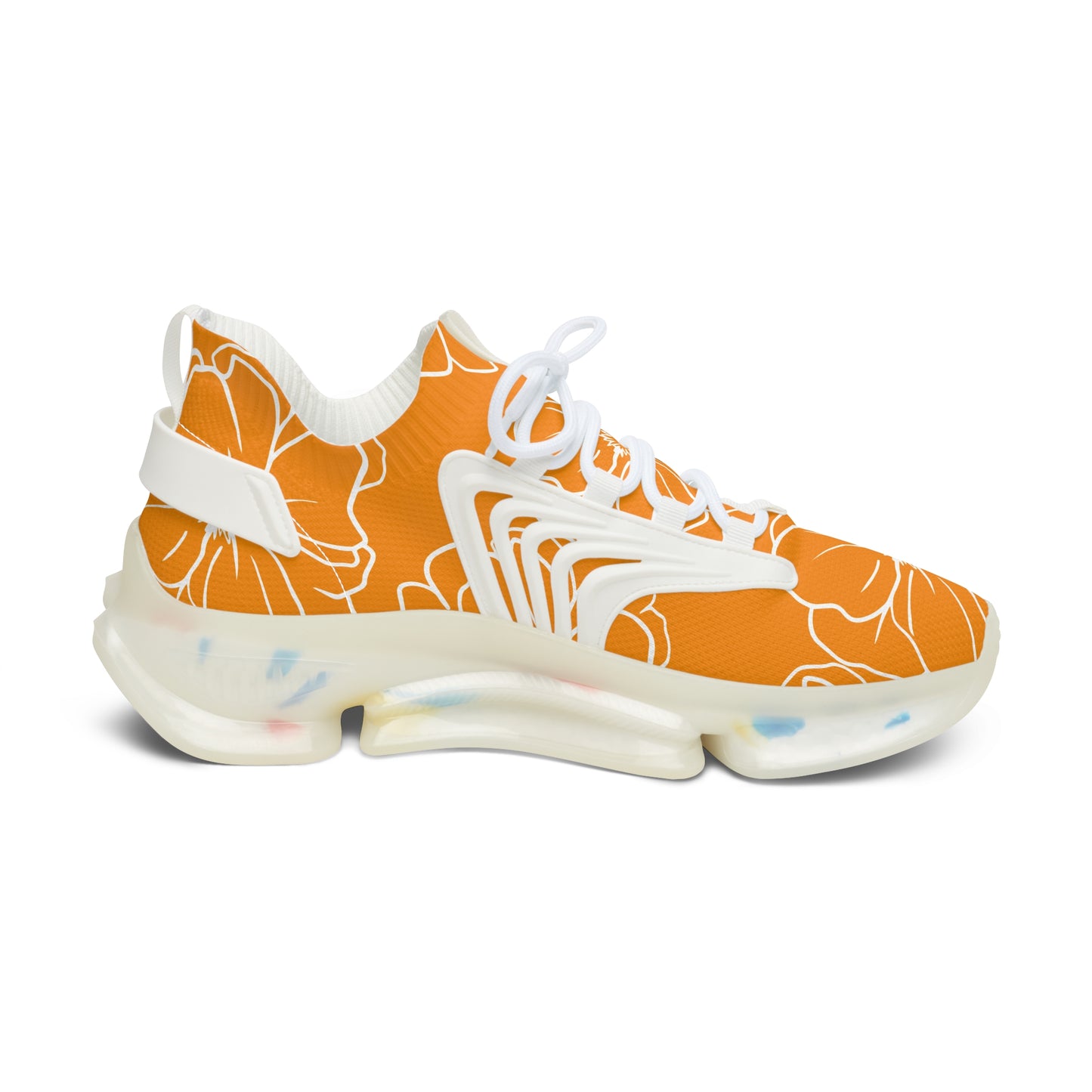 Women's Mesh Sneakers | Orange Floral Patterns