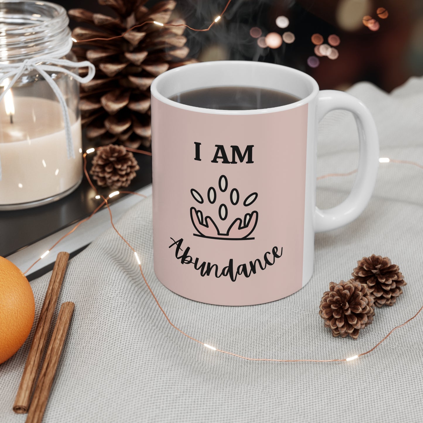 I Am Abundance Pink Mug