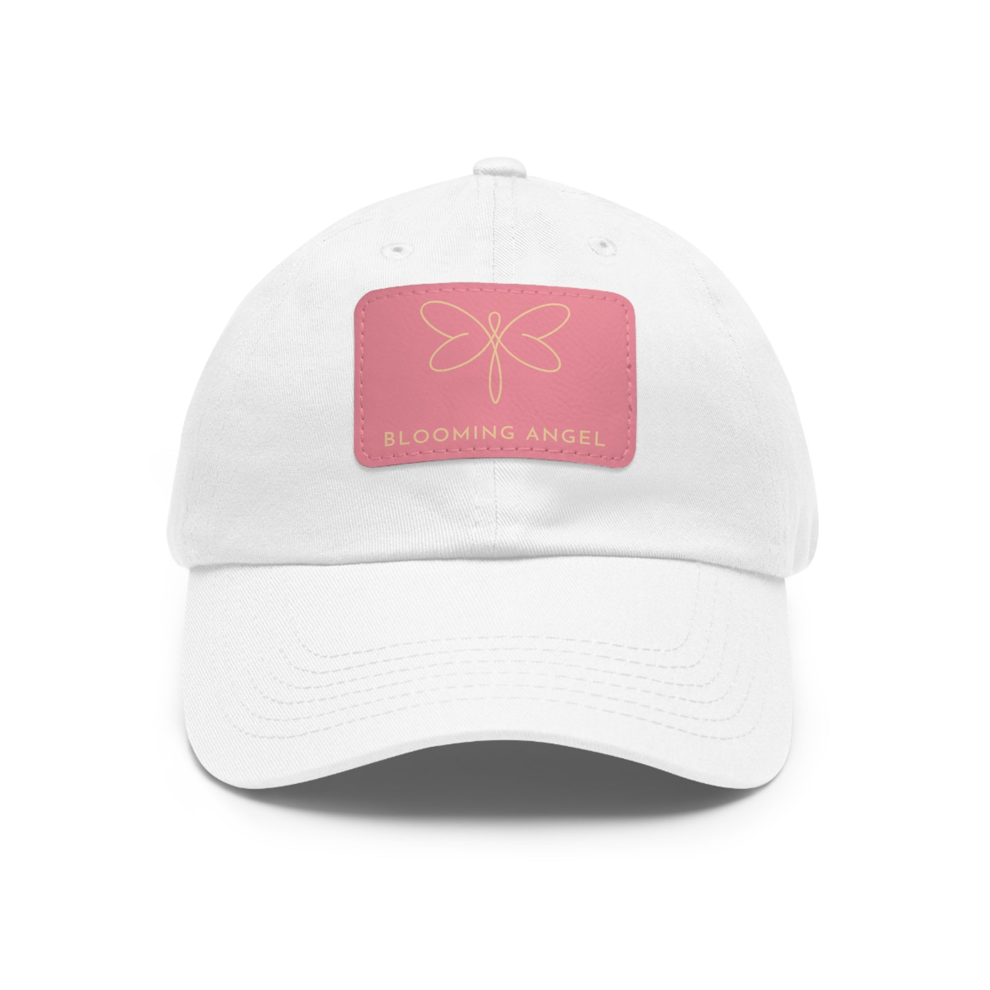 Blooming Angel Dad Hat with Rectangular Leather Patch