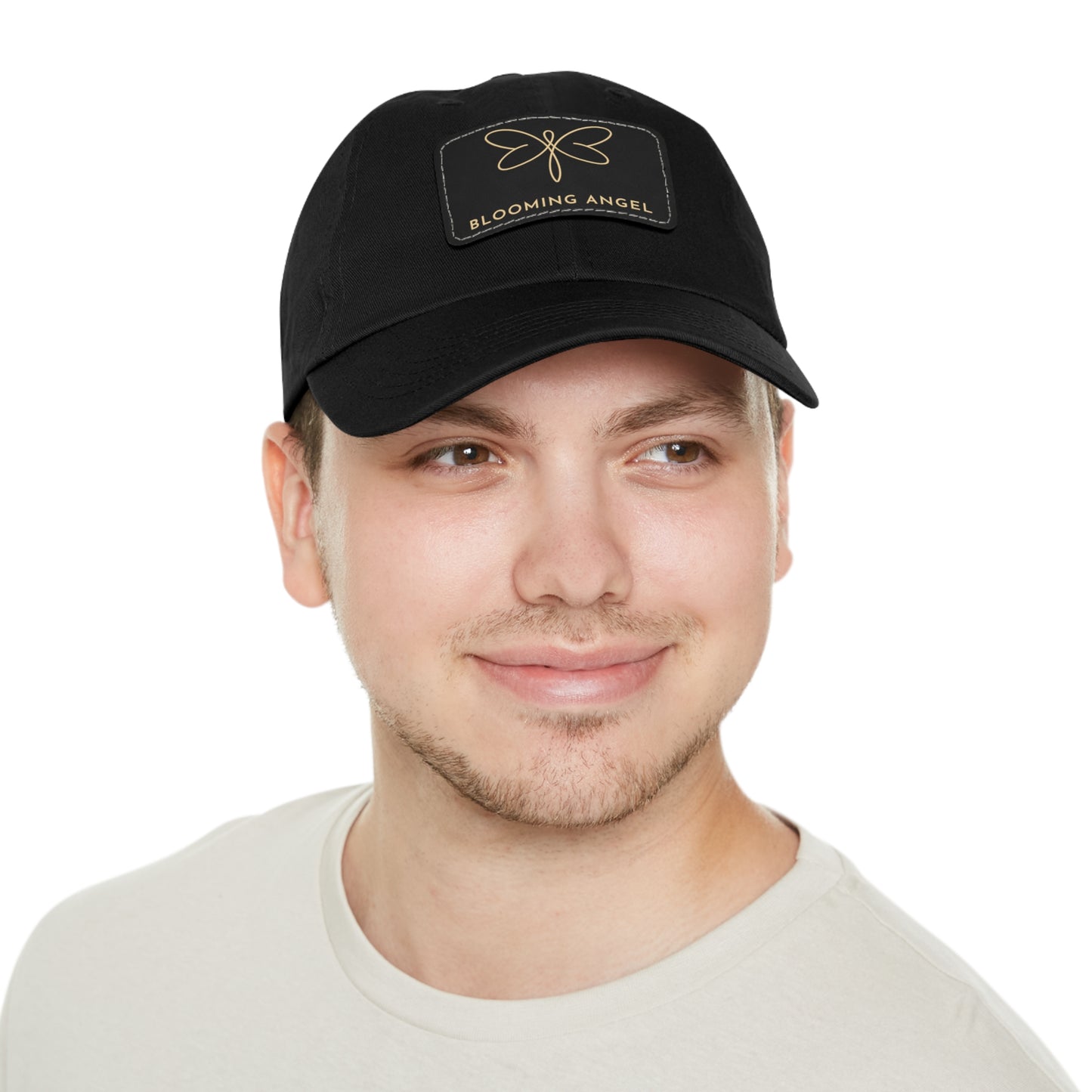 Blooming Angel Dad Hat with Rectangular Leather Patch