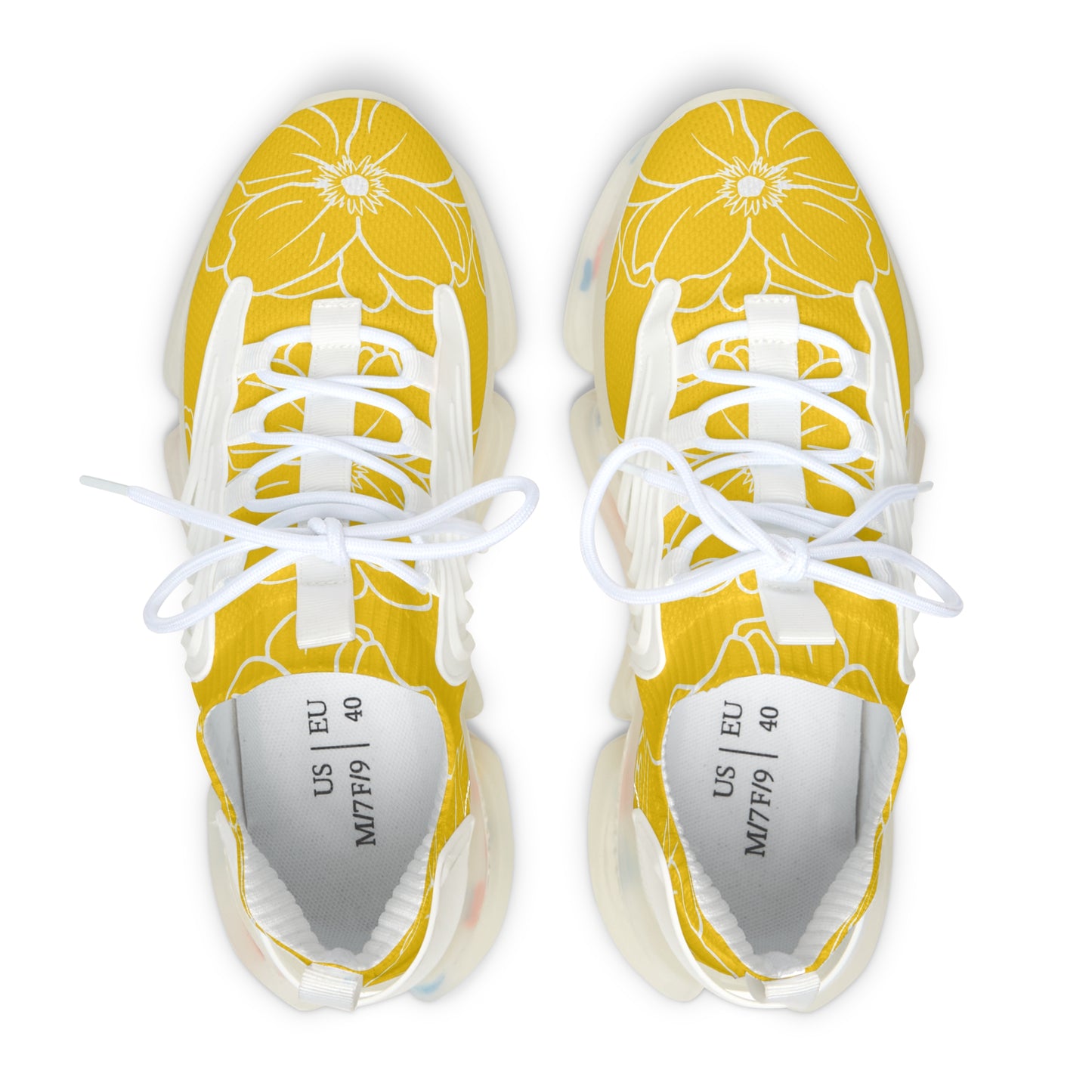 Women's Mesh Sneakers | Yellow Floral Patterns