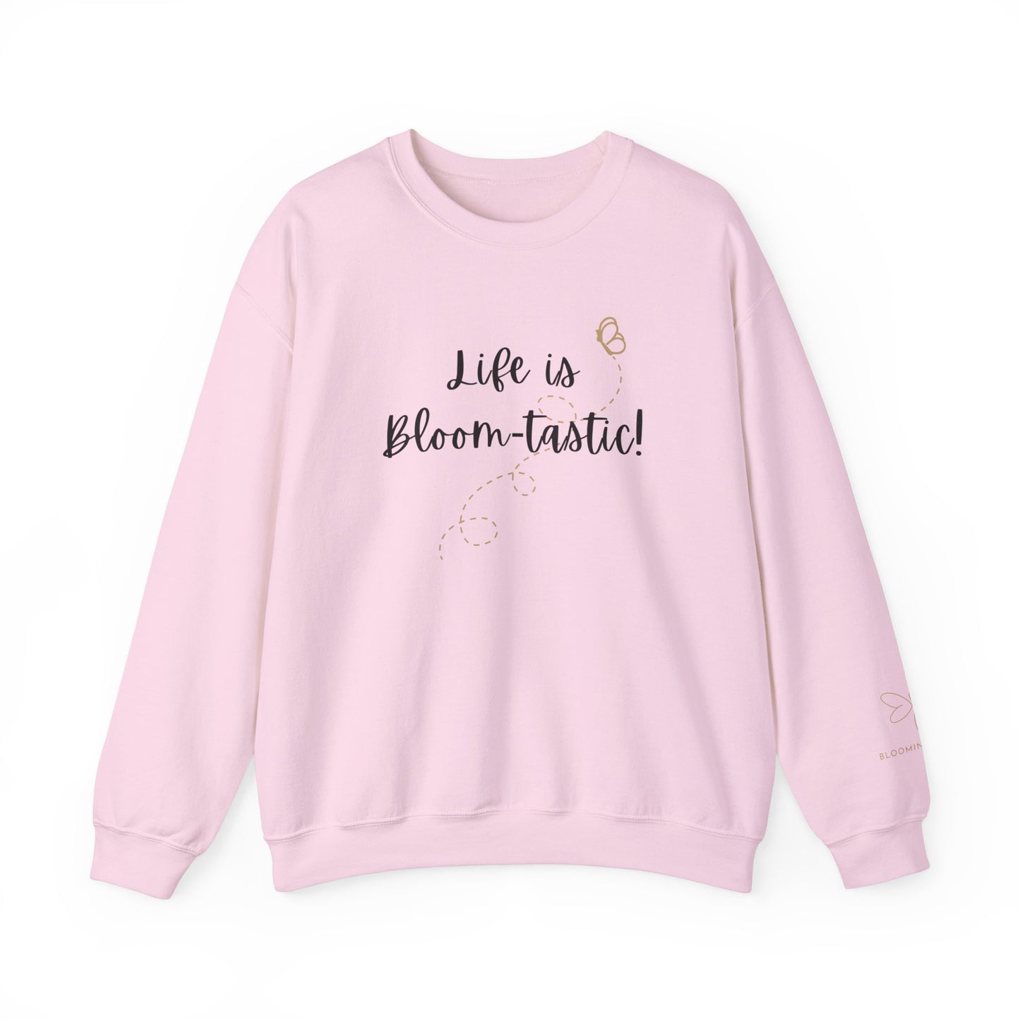 Life is Bloom-tastic Unisex Crewneck Sweatshirt with Printed Sleeve