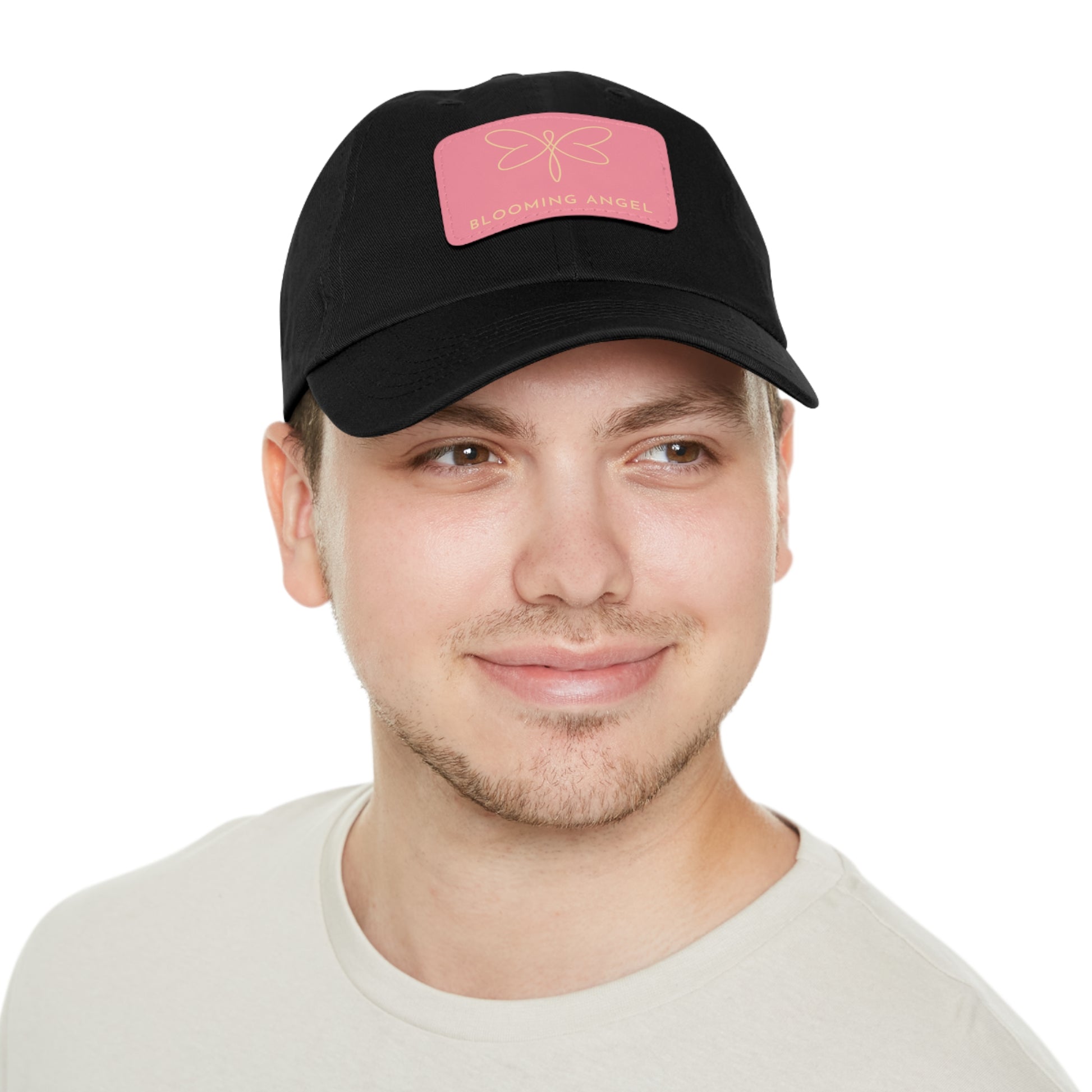 Blooming Angel Dad Hat with Rectangular Leather Patch