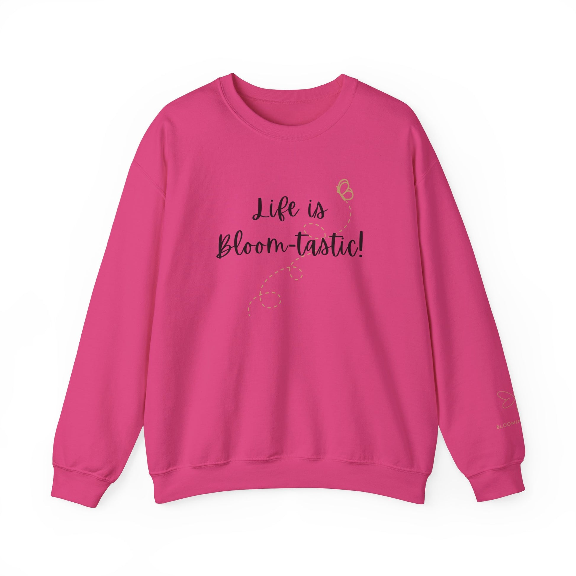 Life is Bloom-tastic Unisex Crewneck Sweatshirt with Printed Sleeve