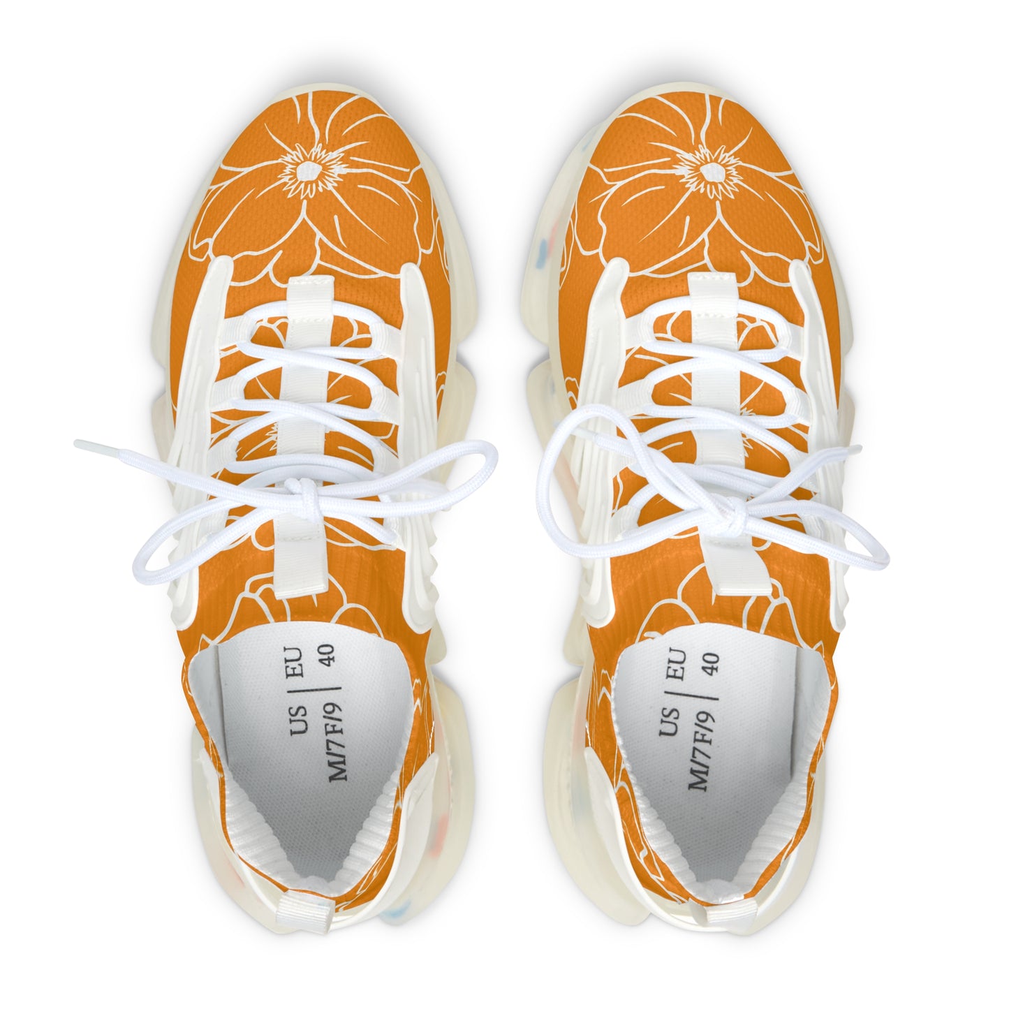 Women's Mesh Sneakers | Orange Floral Patterns