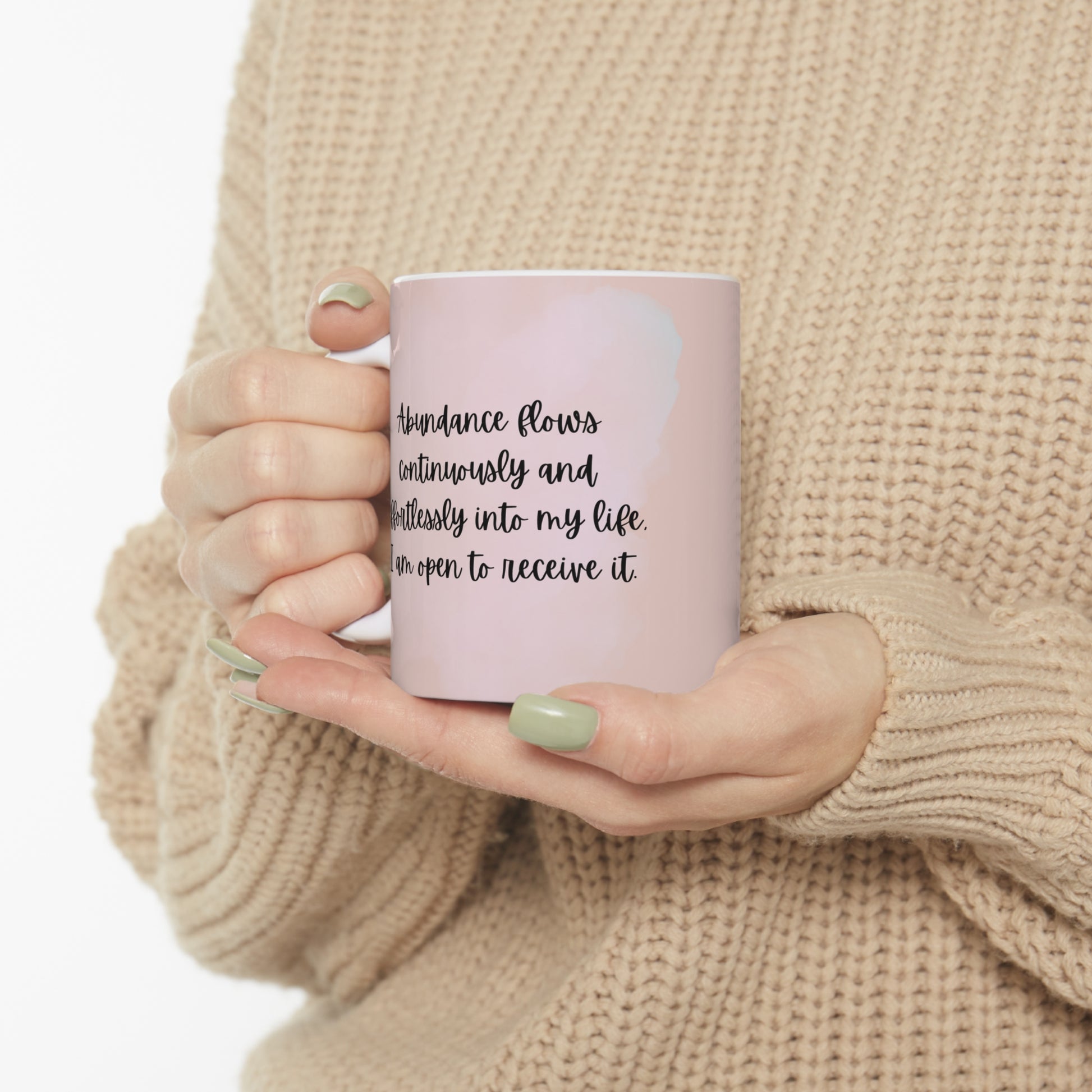 I Am Abundance Pink Mug