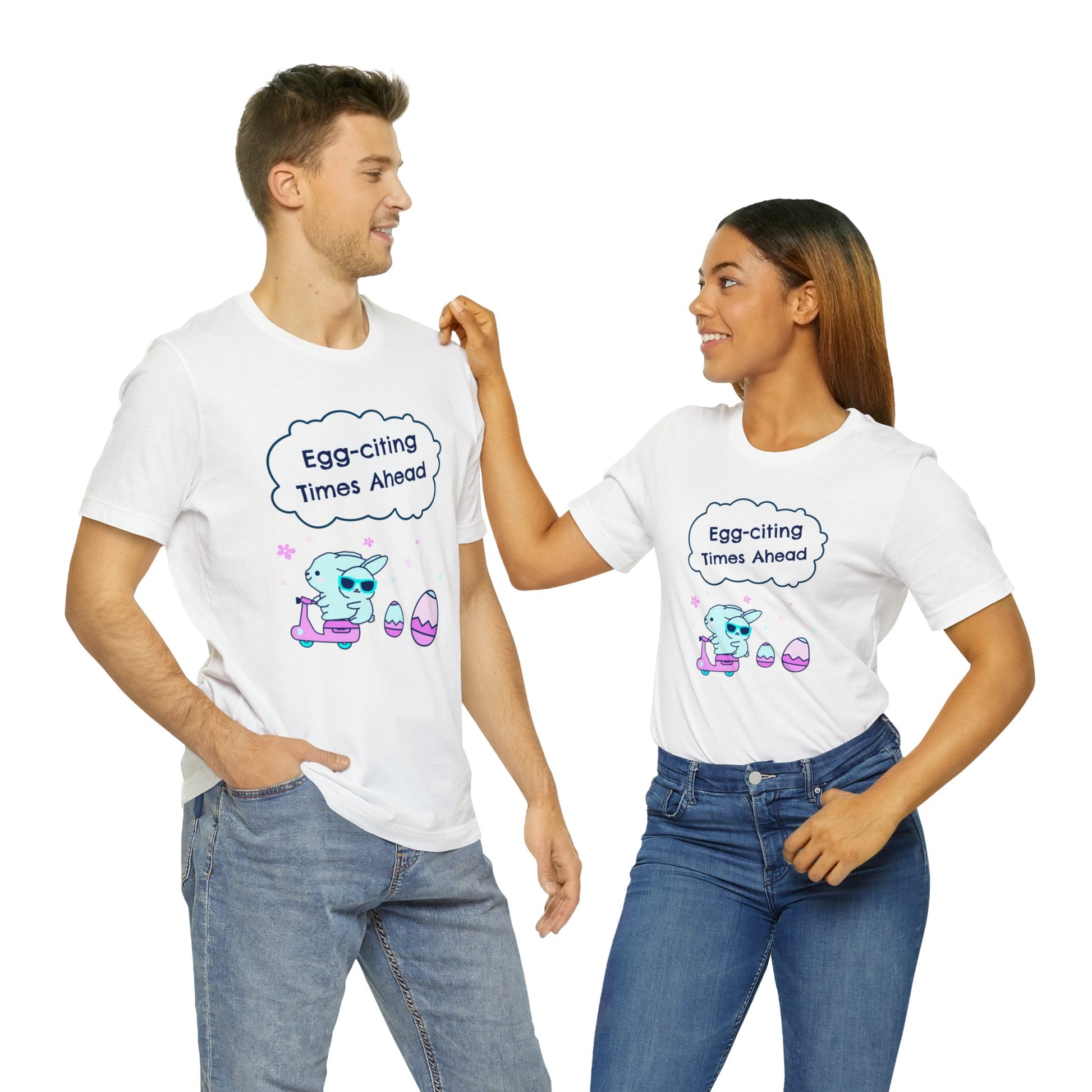 Egg-citing Times Ahead Unisex Cotton Short Sleeve Easter T-shirt