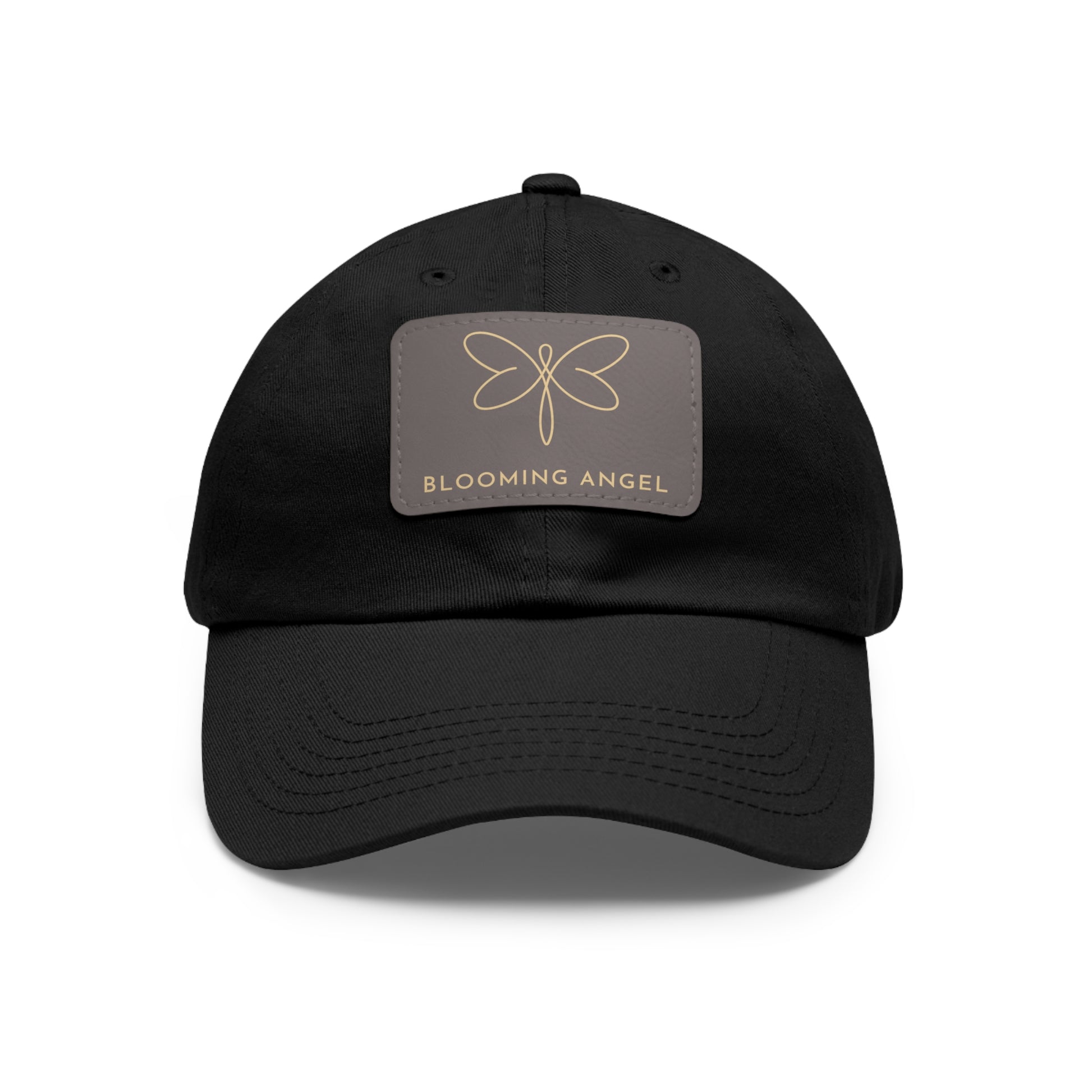 Blooming Angel Dad Hat with Rectangular Leather Patch