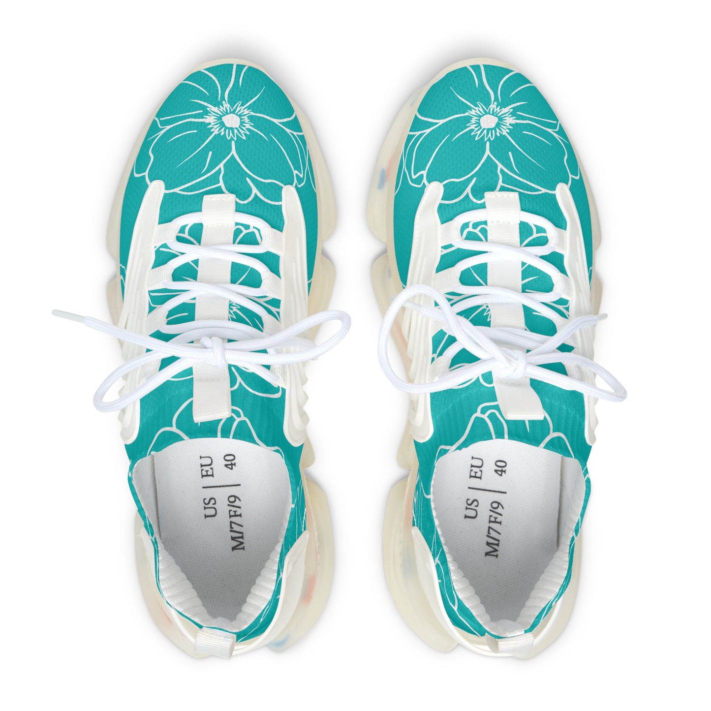 Women's Mesh Sneakers | Turquoise Floral Patterns