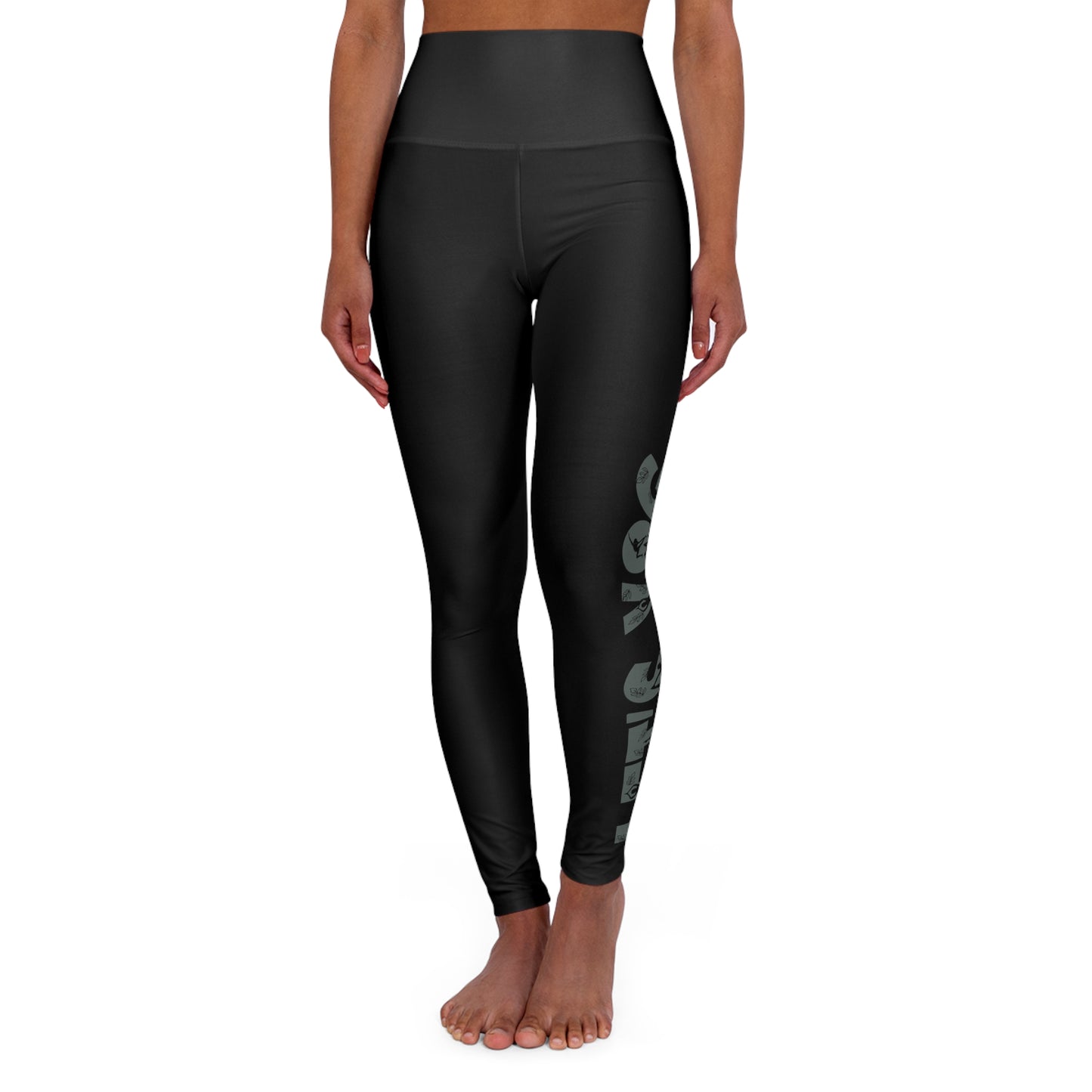 Let's Yog Blooming Angel High Waisted Yoga Leggings - Black