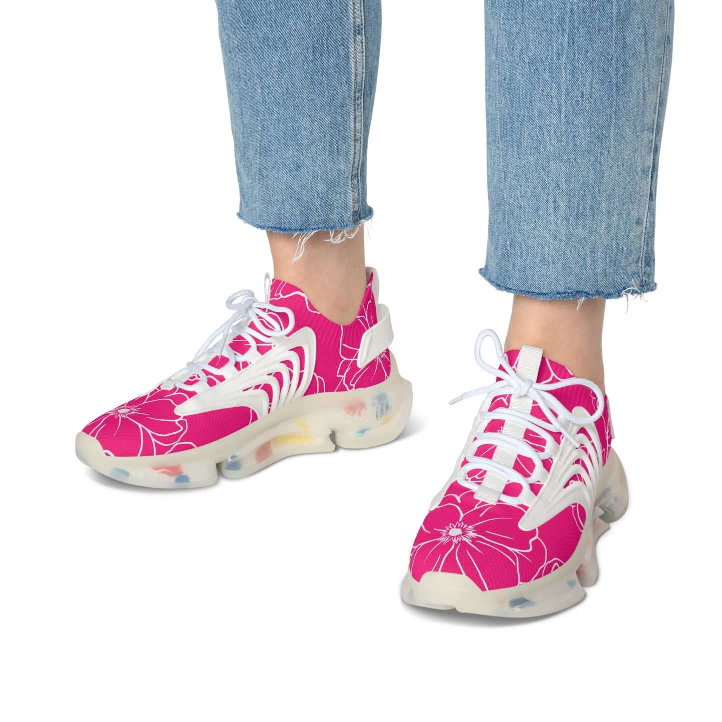 Women's Mesh Sneakers | Pink Floral Patterns