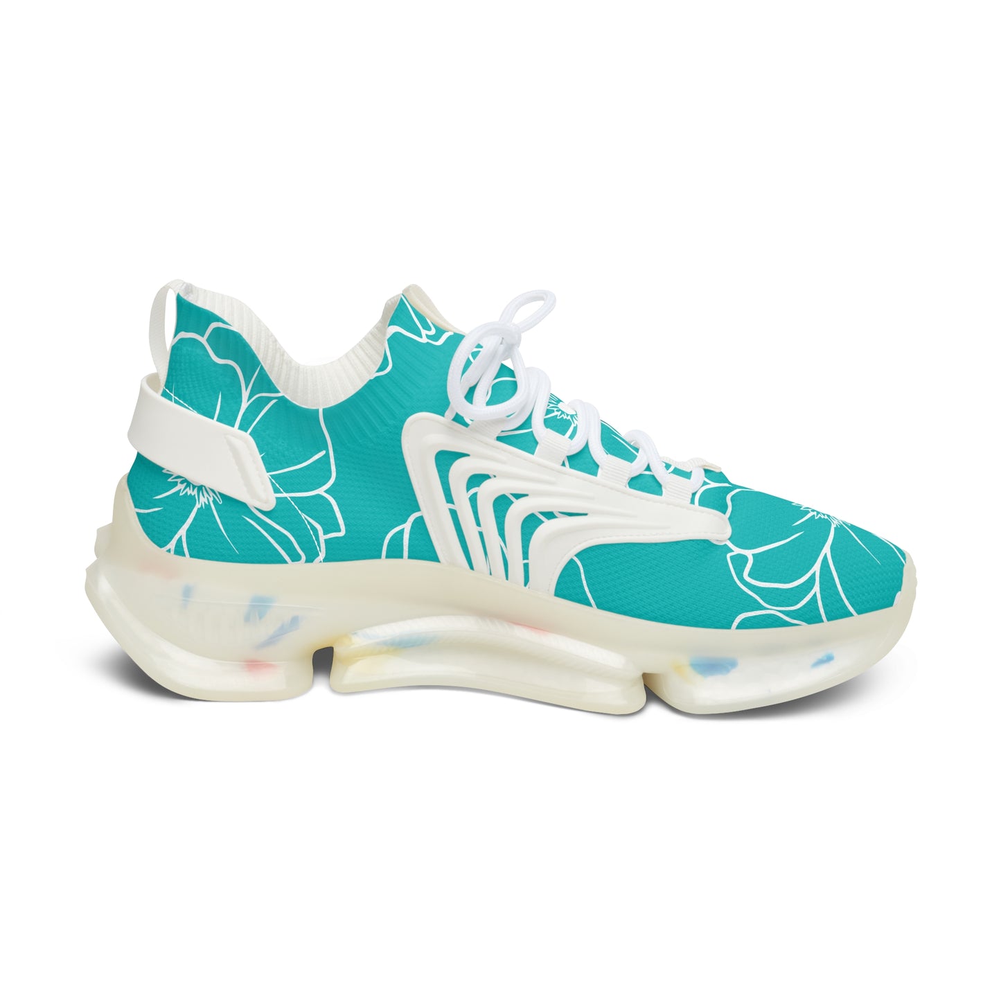 Women's Mesh Sneakers | Turquoise Floral Patterns