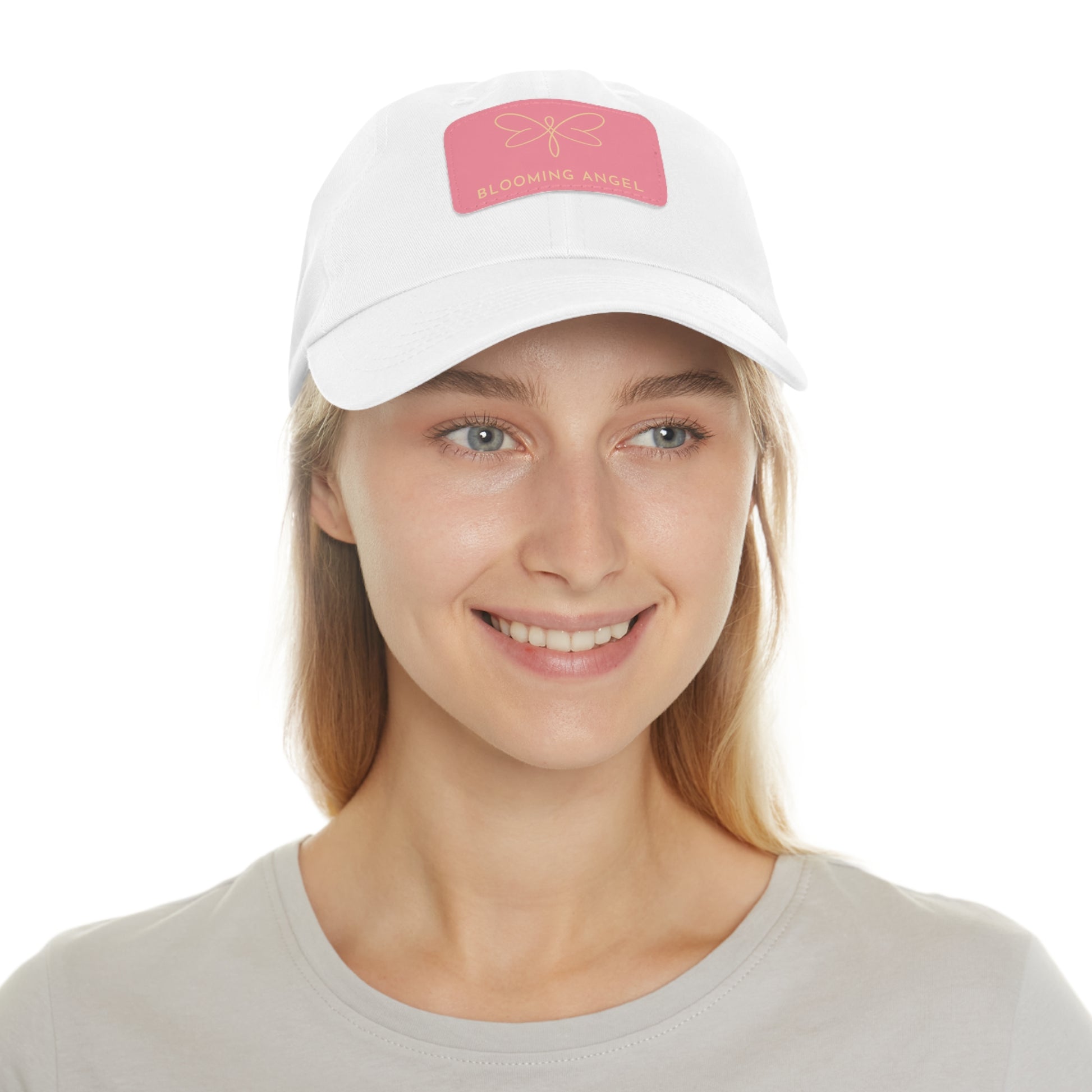 Blooming Angel Dad Hat with Rectangular Leather Patch