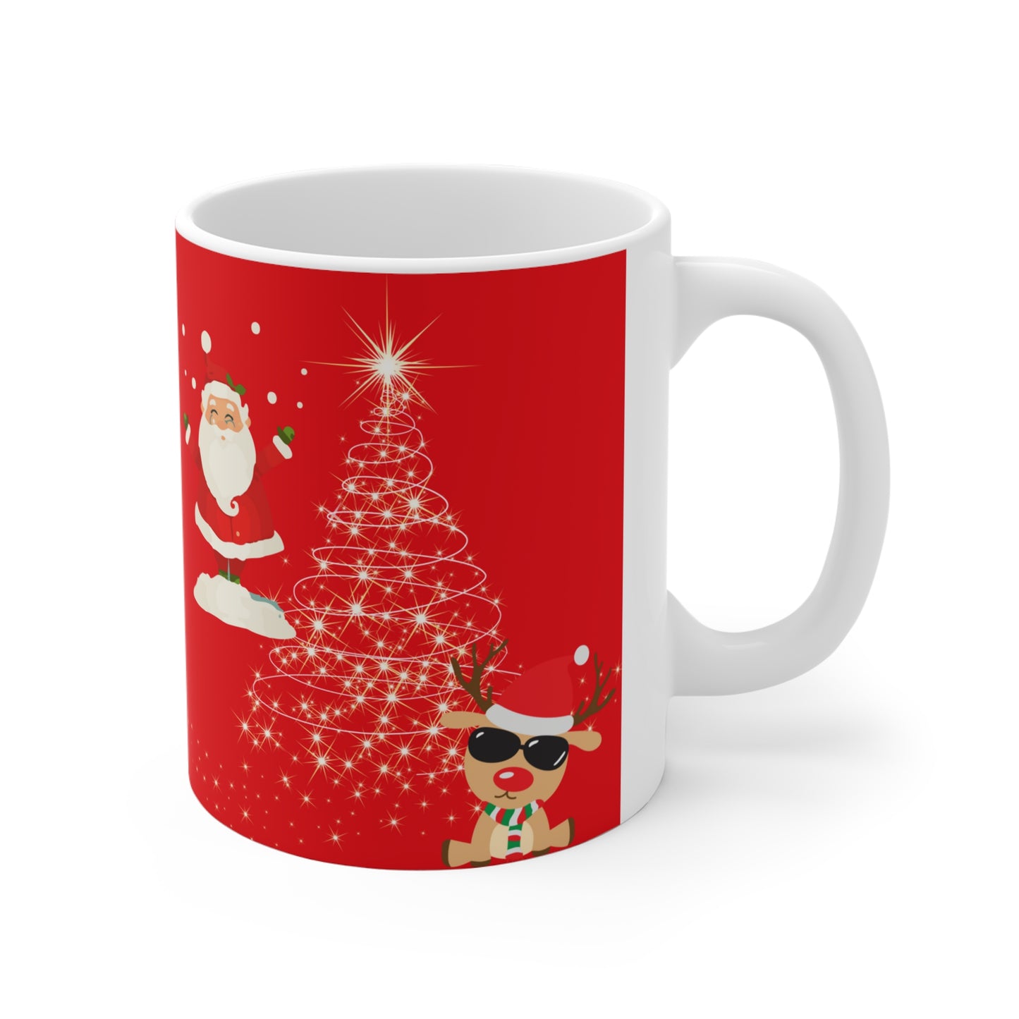 Bloom Where You Christmas Santa and Rudolph 11oz Mug