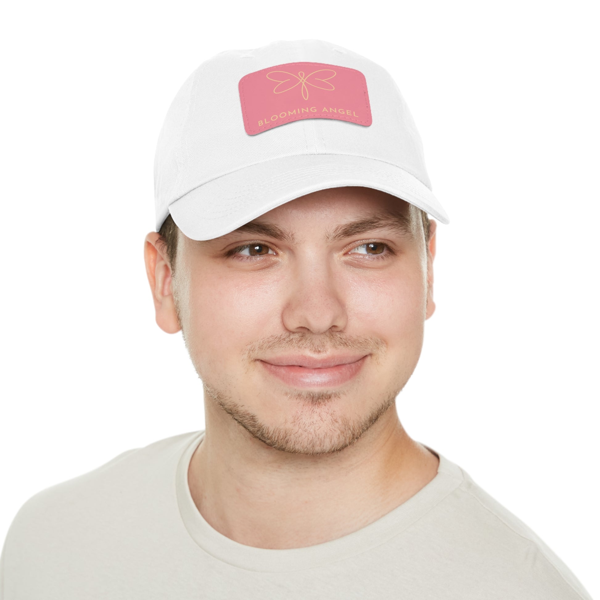 Blooming Angel Dad Hat with Rectangular Leather Patch