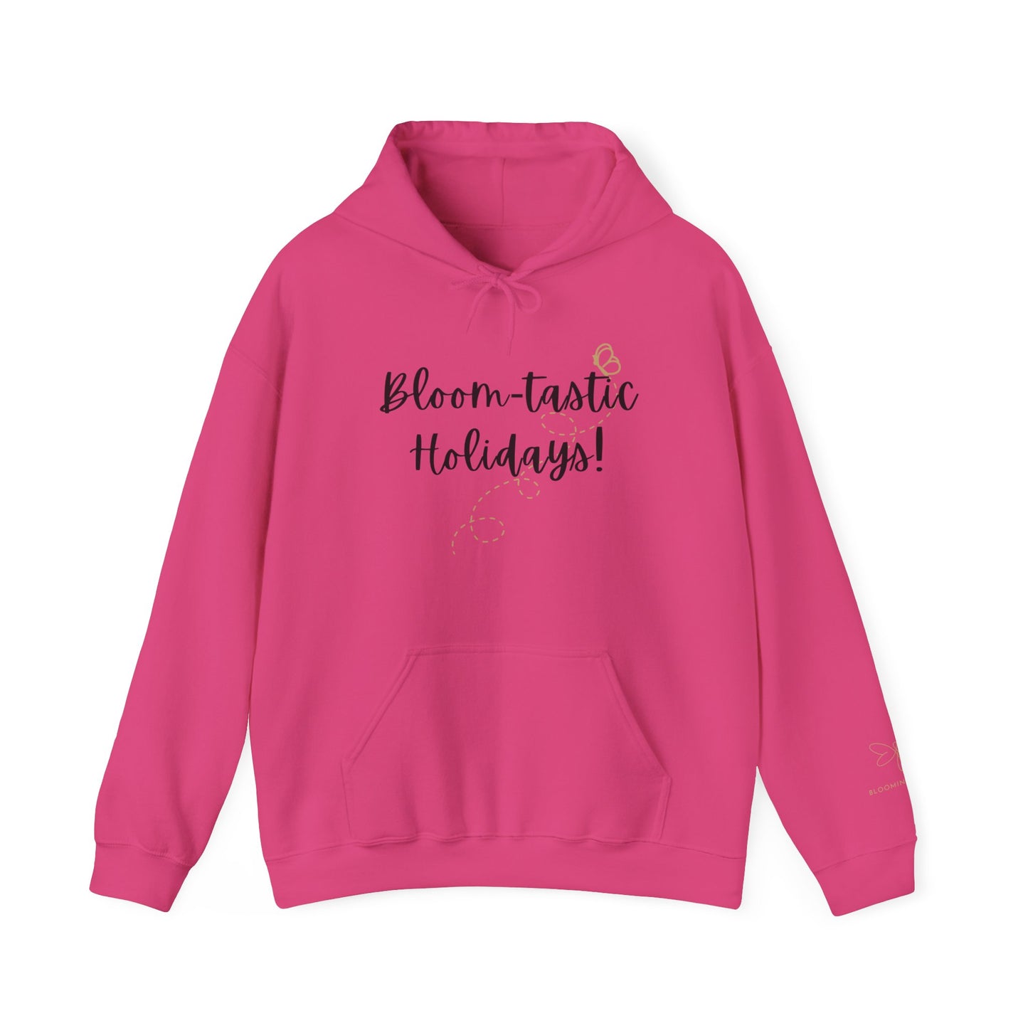 Unisex Bloom-tastic Holidays Hooded Sweatshirt with Printed Sleeve