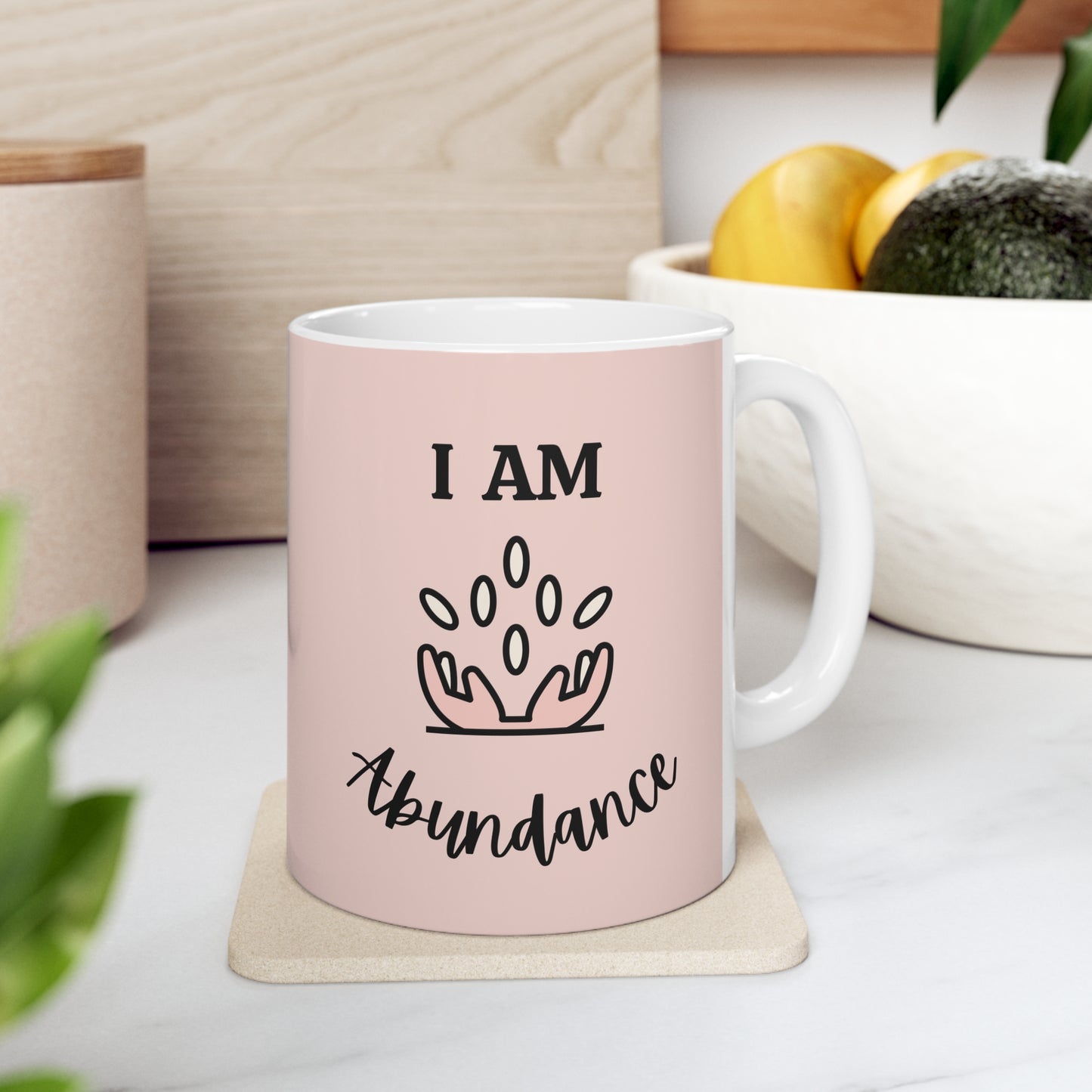 I Am Abundance Pink Mug