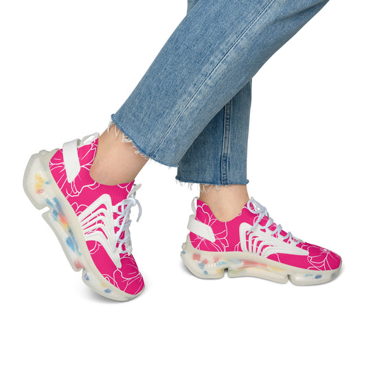 Women's Mesh Sneakers | Pink Floral Patterns