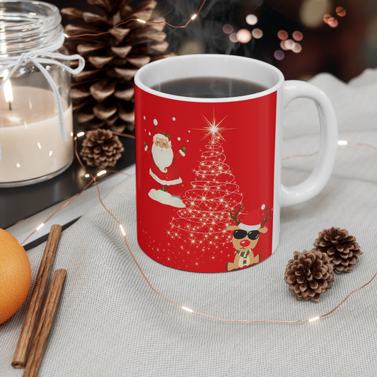 Bloom Where You Christmas Santa and Rudolph 11oz Mug