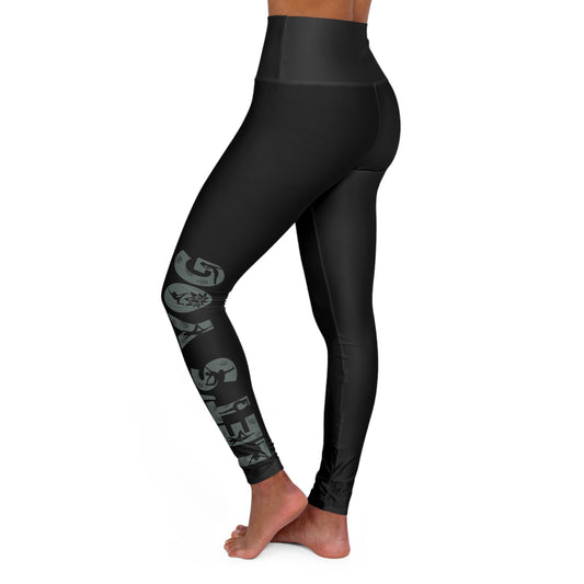 Let's Yog Blooming Angel High Waisted Yoga Leggings - Black