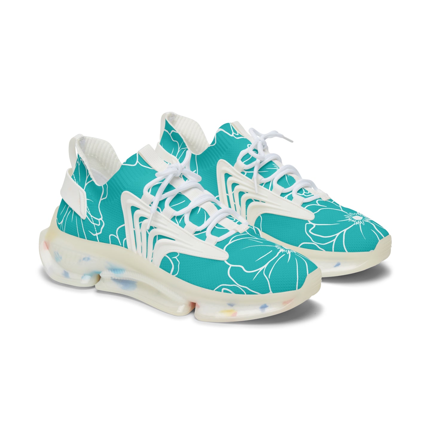 Women's Mesh Sneakers | Turquoise Floral Patterns