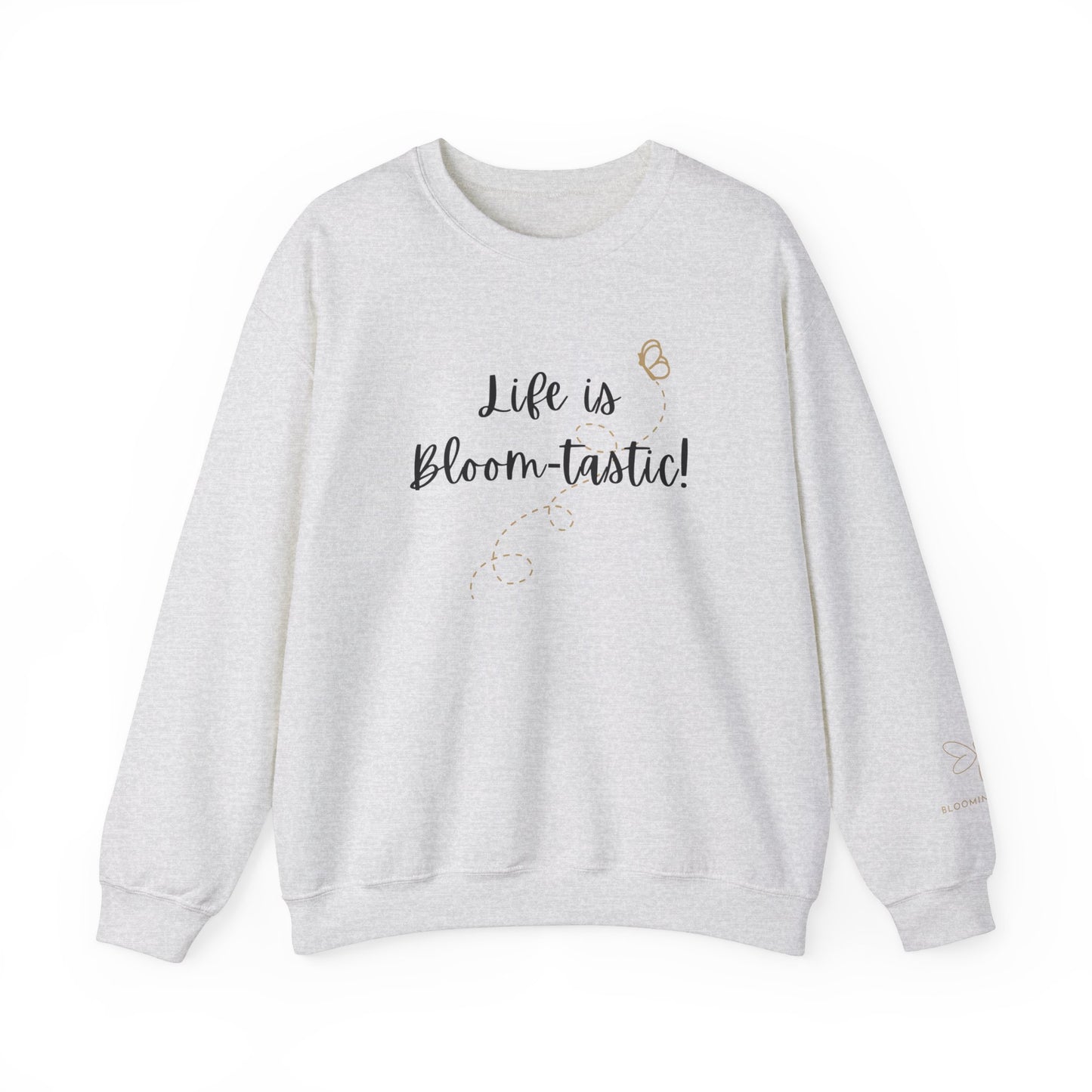 Life is Bloom-tastic Unisex Crewneck Sweatshirt with Printed Sleeve