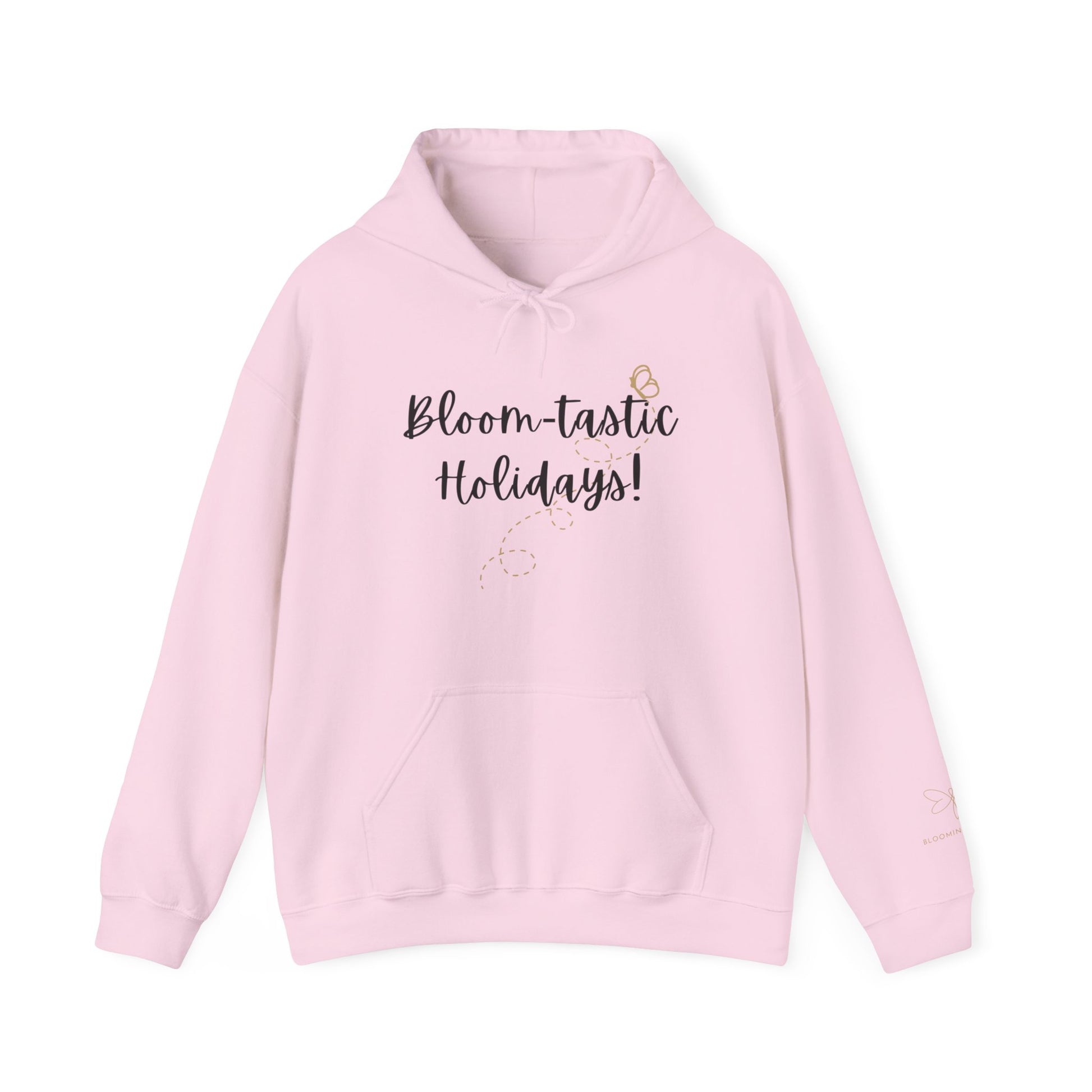 Unisex Bloom-tastic Holidays Hooded Sweatshirt with Printed Sleeve