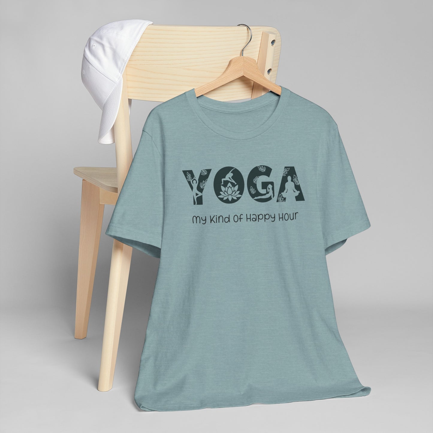 Blooming Angel Unisex Yoga T-Shirt – 'Yoga My Kind Of Happy Hour'