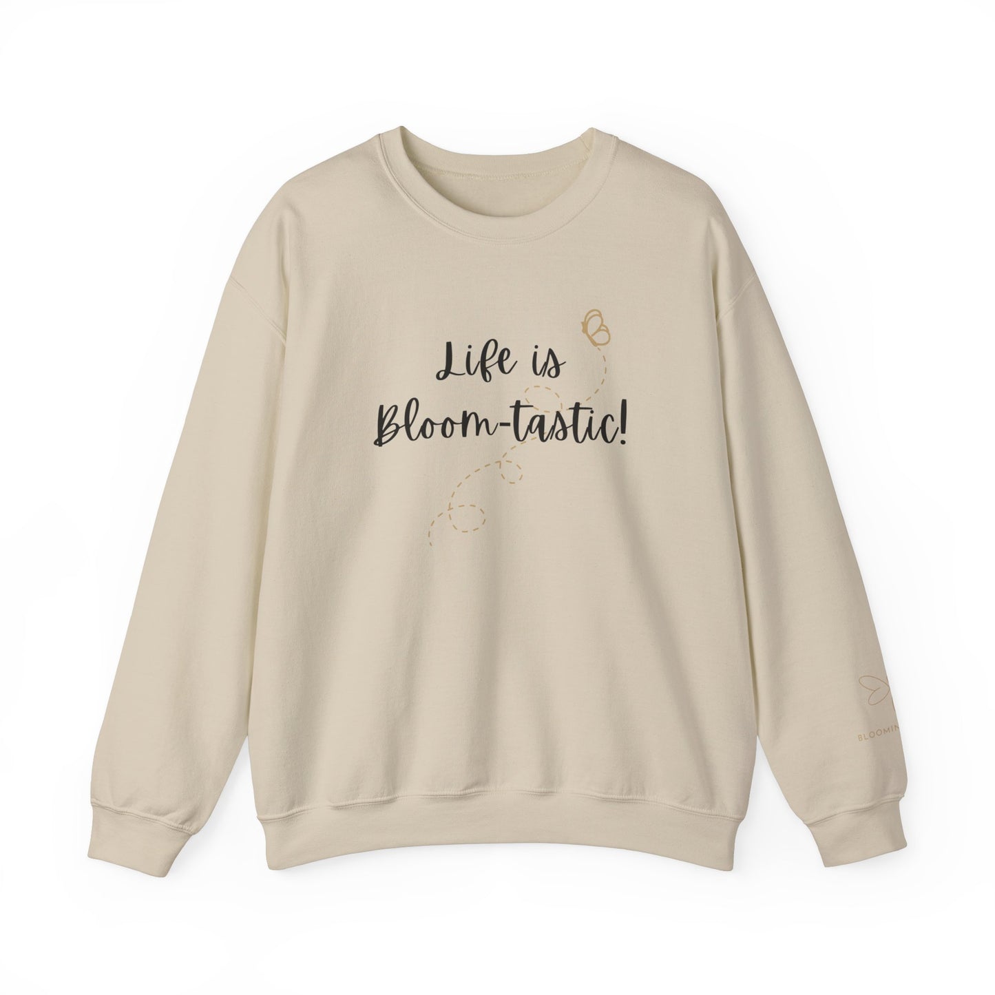 Life is Bloom-tastic Unisex Crewneck Sweatshirt with Printed Sleeve