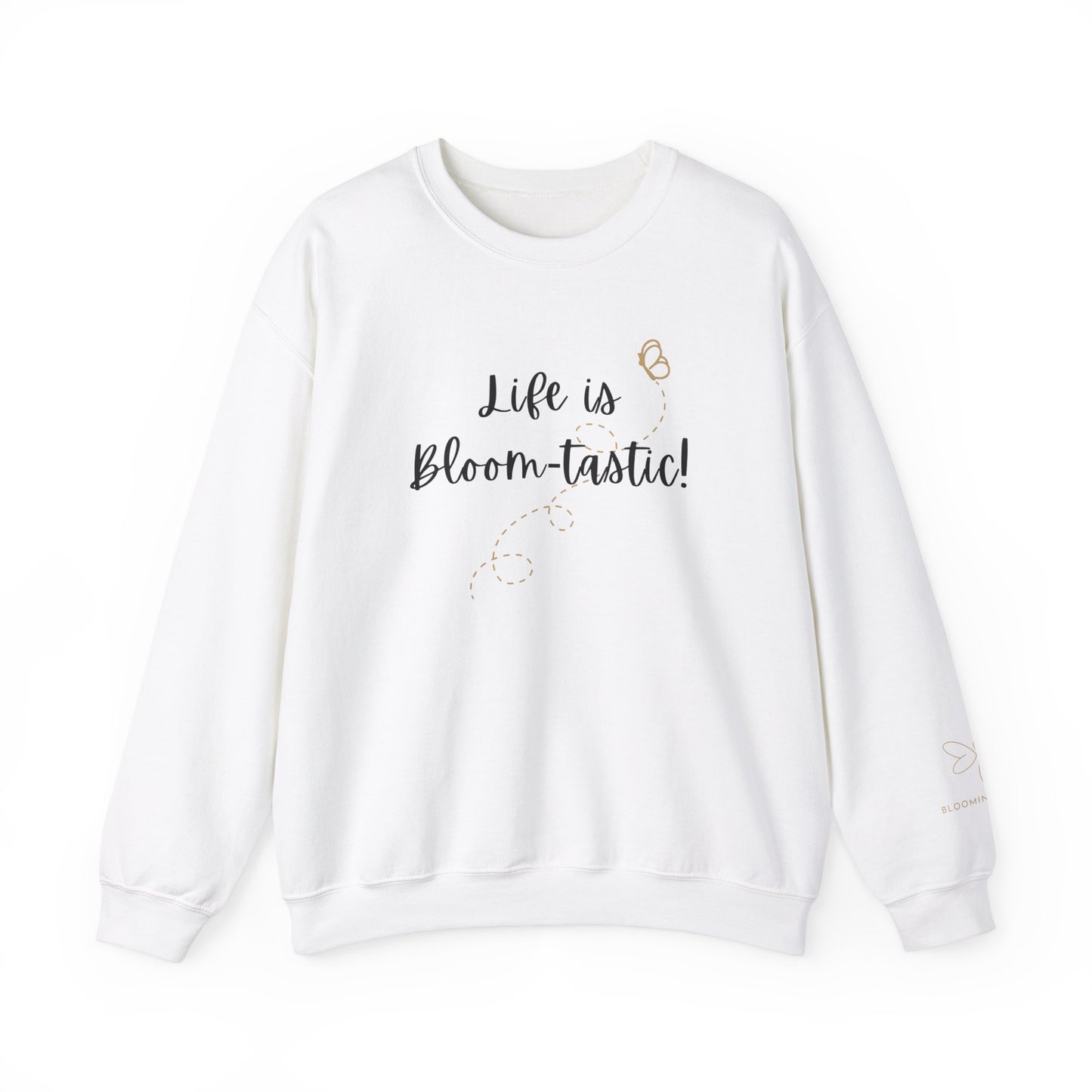 Life is Bloom-tastic Unisex Crewneck Sweatshirt with Printed Sleeve