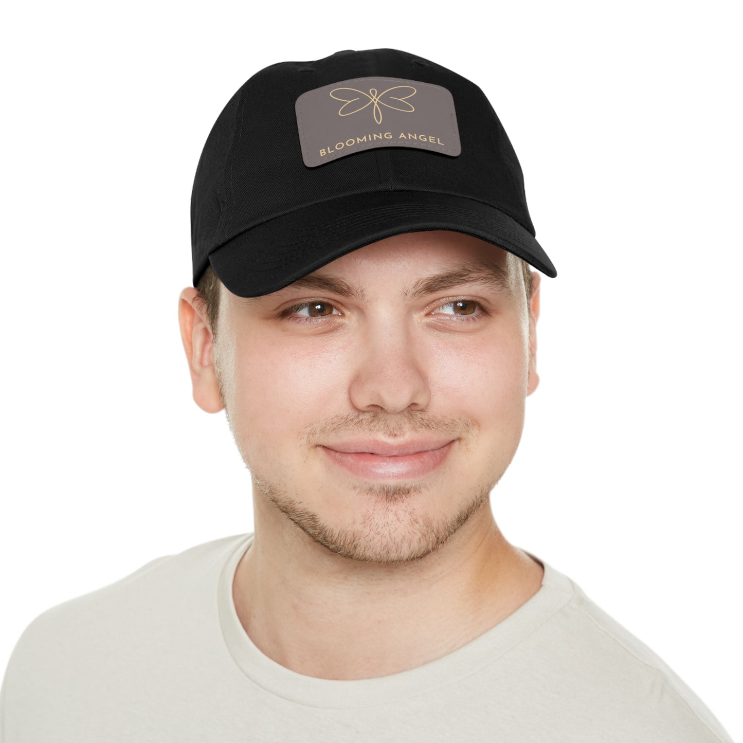 Blooming Angel Dad Hat with Rectangular Leather Patch