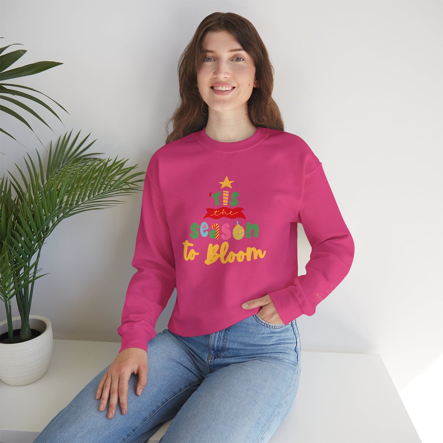 Unisex Christmas Sweatshirt with Printed Sleeve