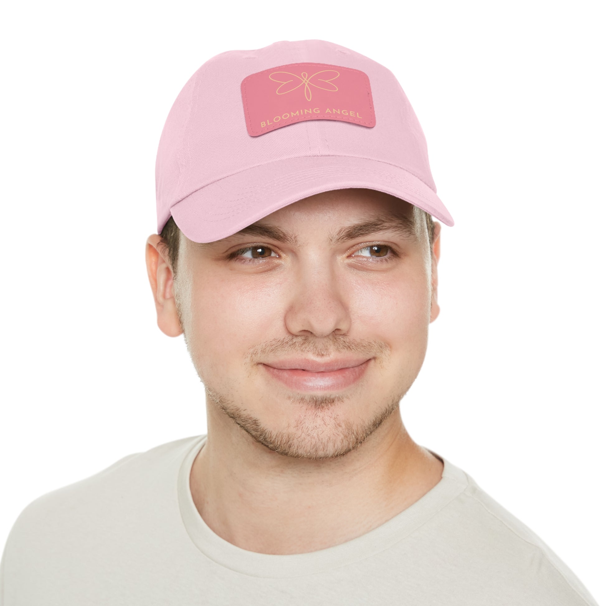 Blooming Angel Dad Hat with Rectangular Leather Patch