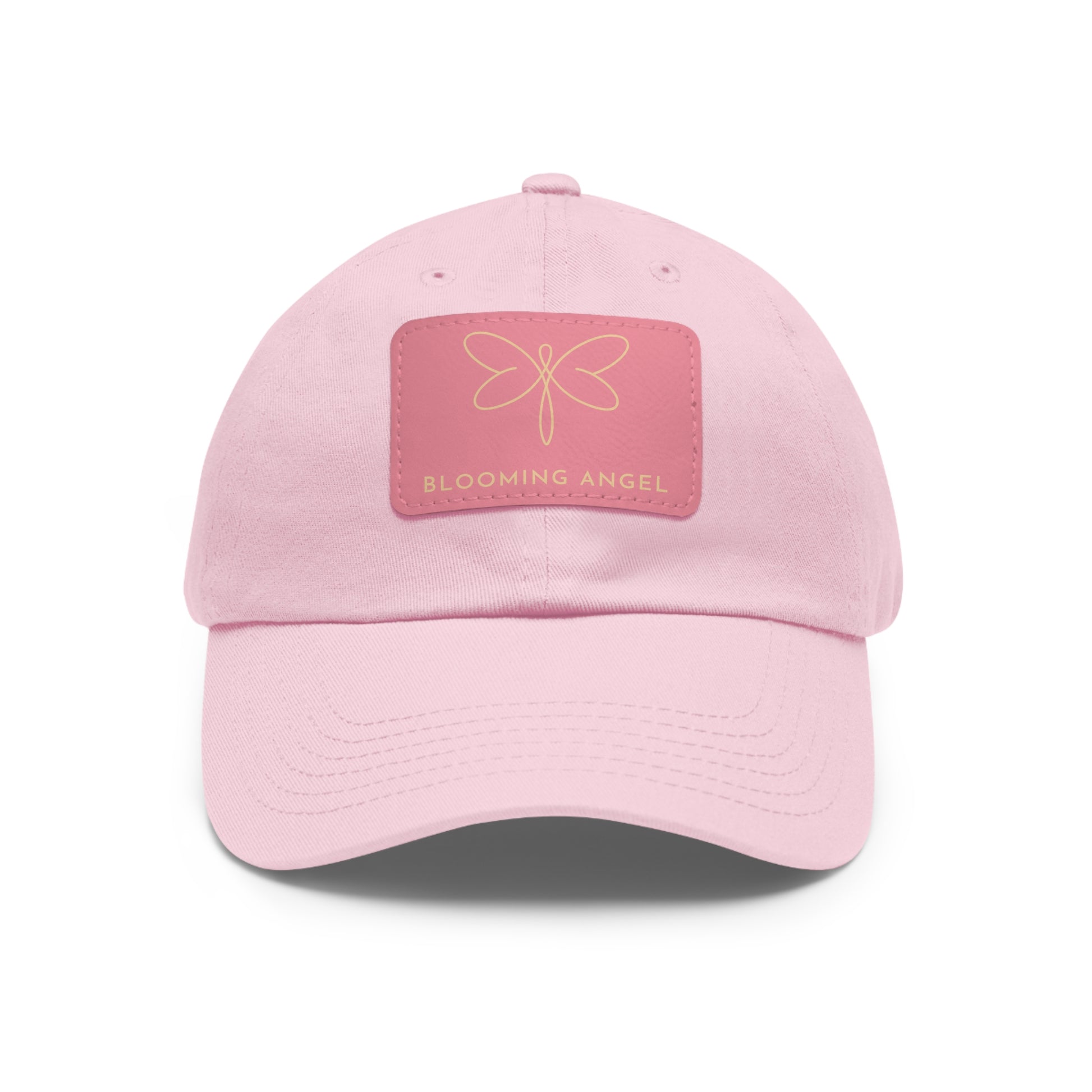 Blooming Angel Dad Hat with Rectangular Leather Patch