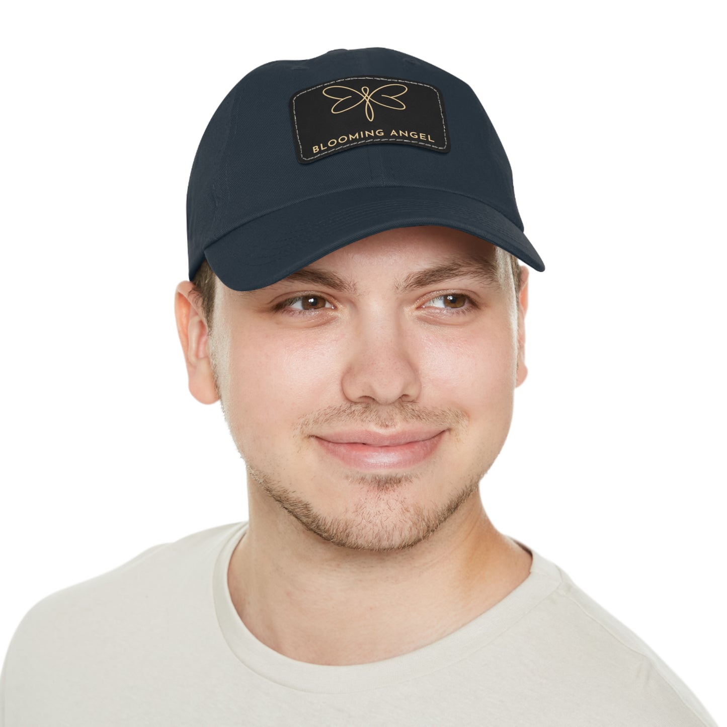 Blooming Angel Dad Hat with Rectangular Leather Patch