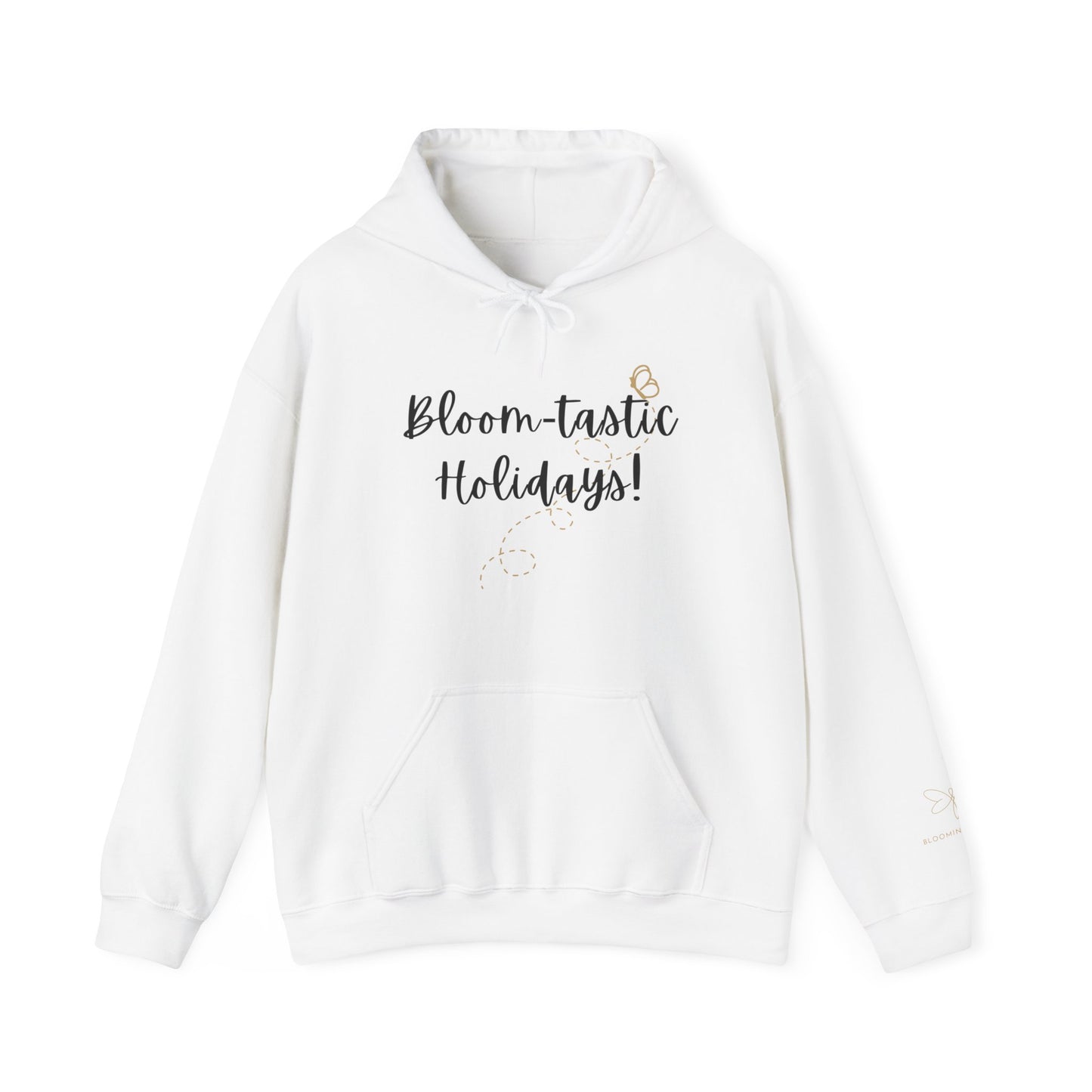 Unisex Bloom-tastic Holidays Hooded Sweatshirt with Printed Sleeve