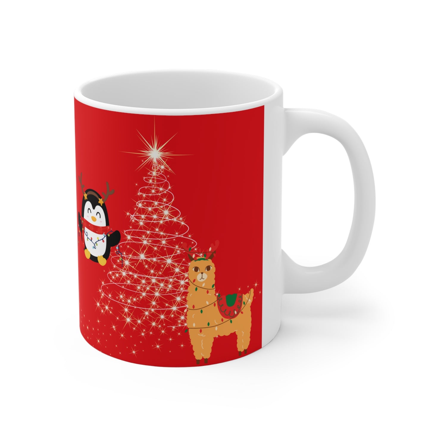 Bloom Where You Christmas Penguin and Reindeer 11oz Mug