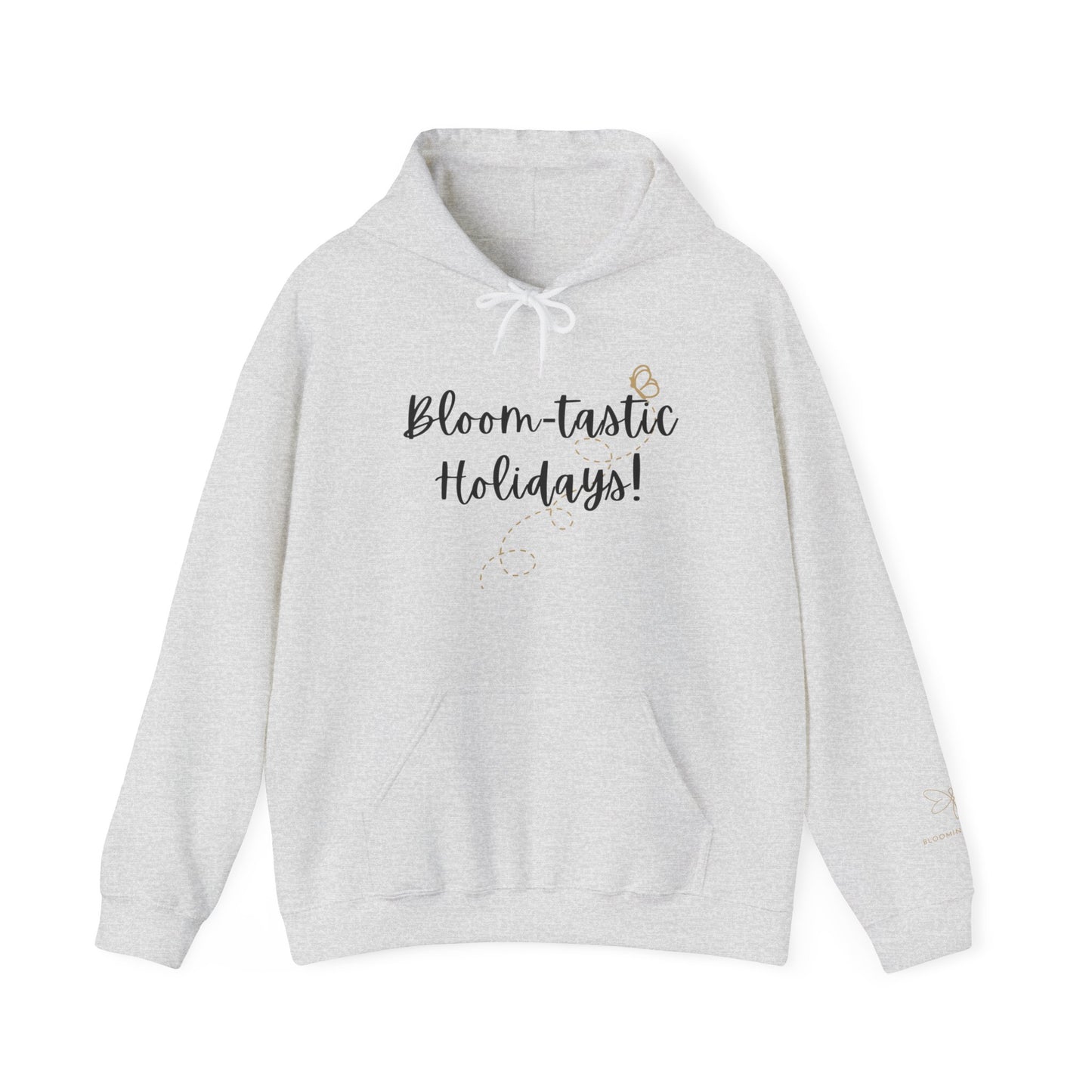 Unisex Bloom-tastic Holidays Hooded Sweatshirt with Printed Sleeve