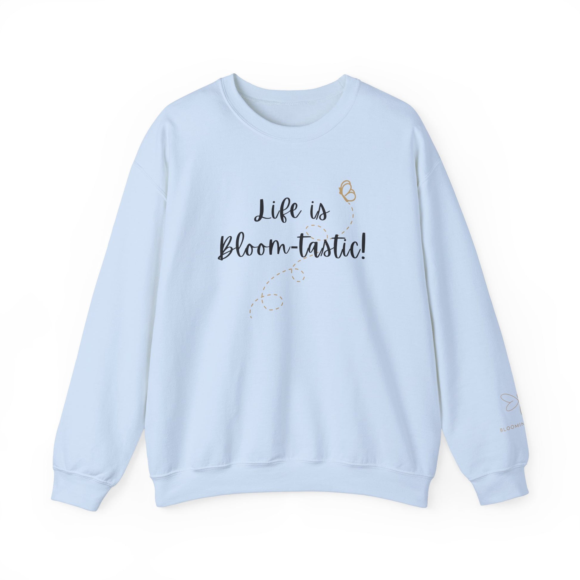 Life is Bloom-tastic Unisex Crewneck Sweatshirt with Printed Sleeve