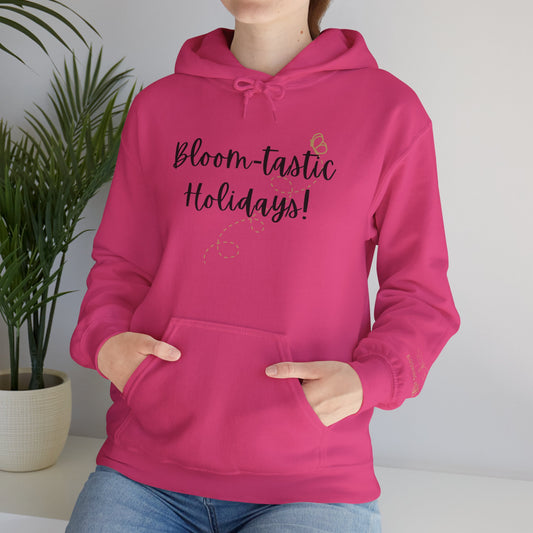 Unisex Bloom-tastic Holidays Hooded Sweatshirt with Printed Sleeve