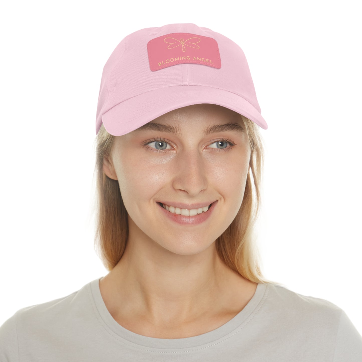 Blooming Angel Dad Hat with Rectangular Leather Patch