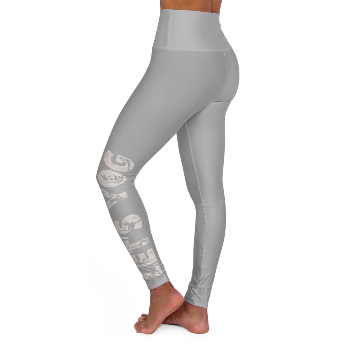 Let's Yog Blooming Angel High Waisted Yoga Leggings - Grey