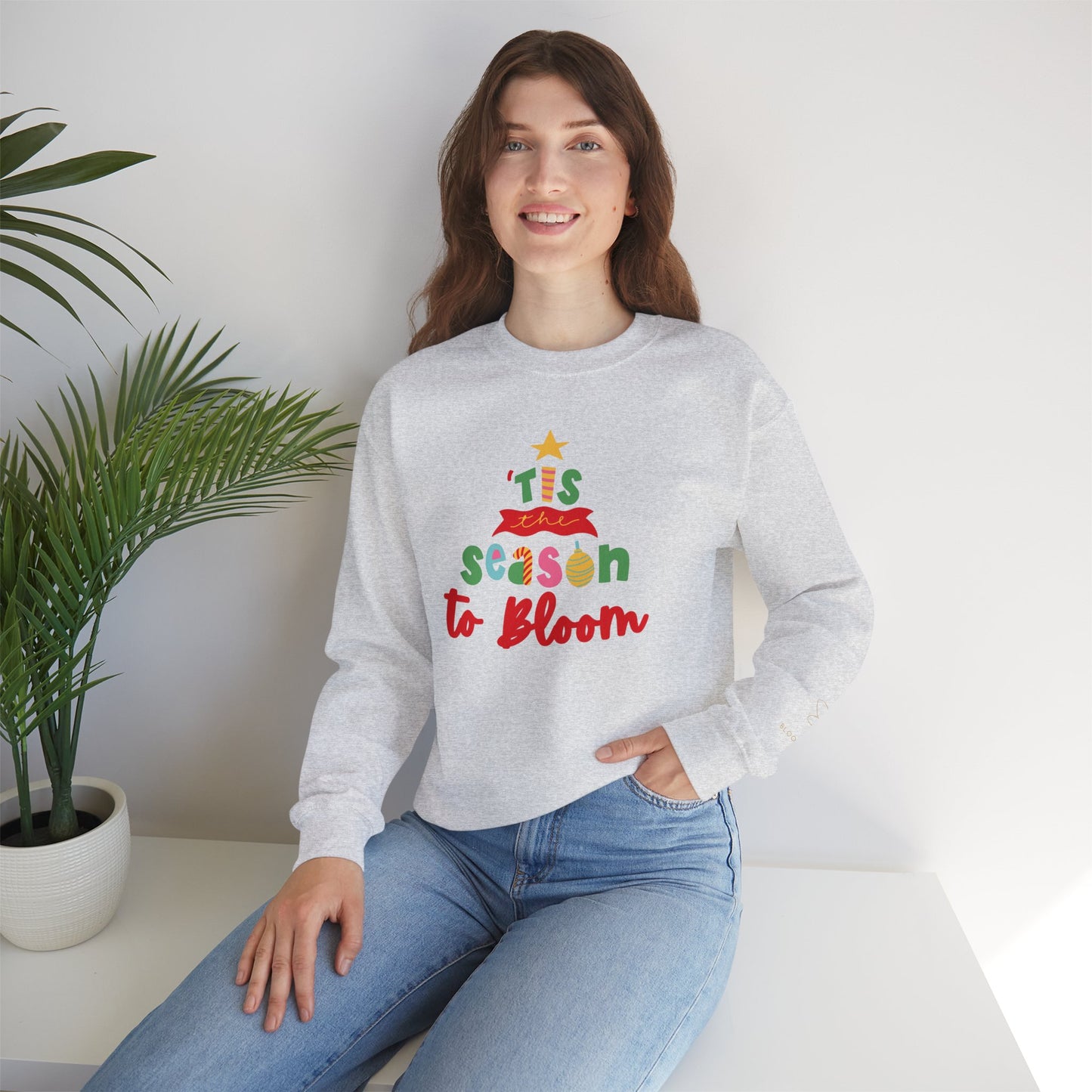 Unisex Christmas Sweatshirt with Printed Sleeve