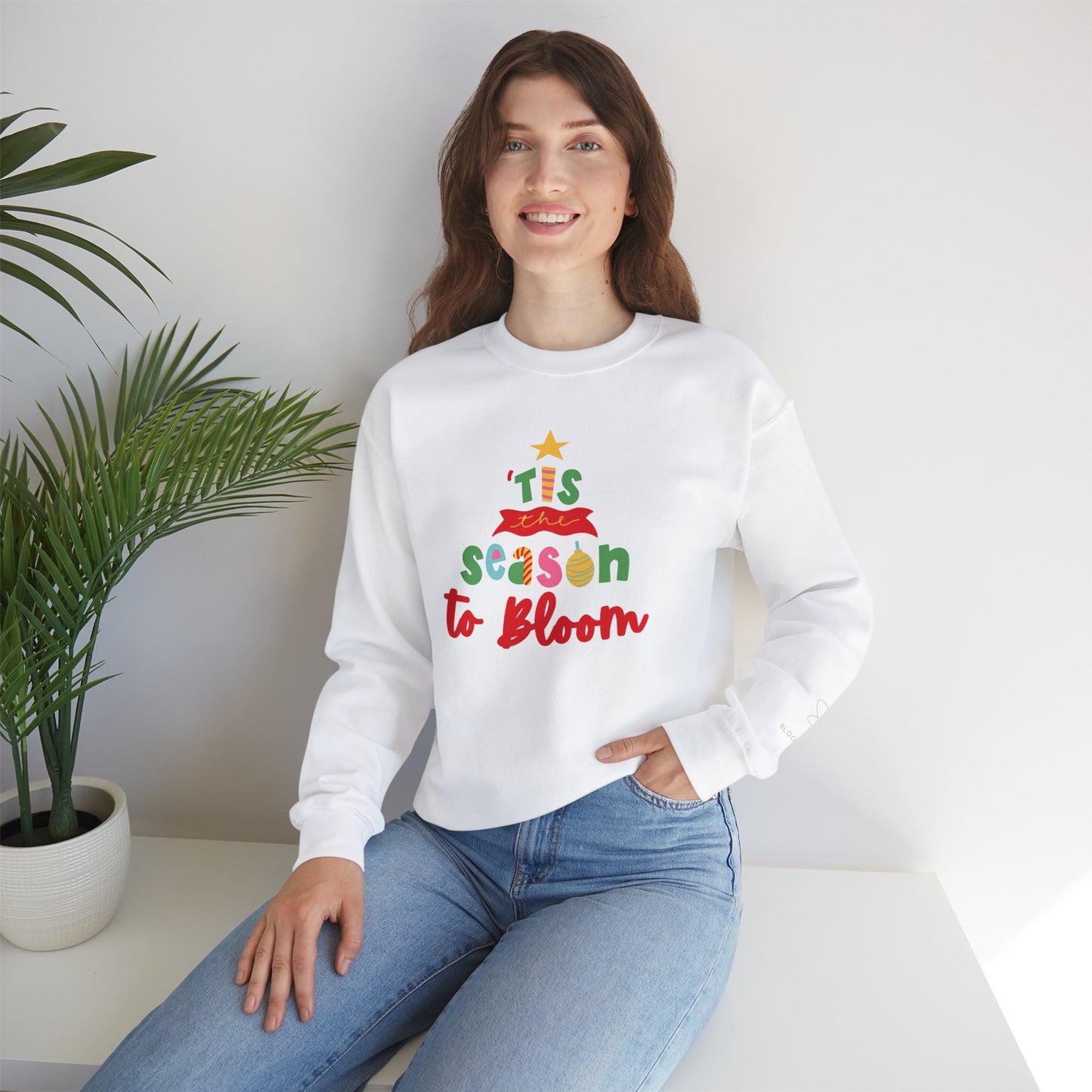 Unisex Christmas Sweatshirt with Printed Sleeve