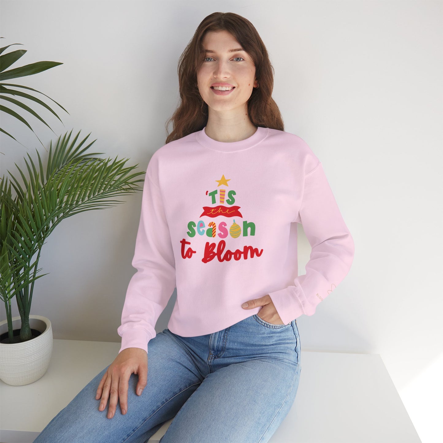 Unisex Christmas Sweatshirt with Printed Sleeve