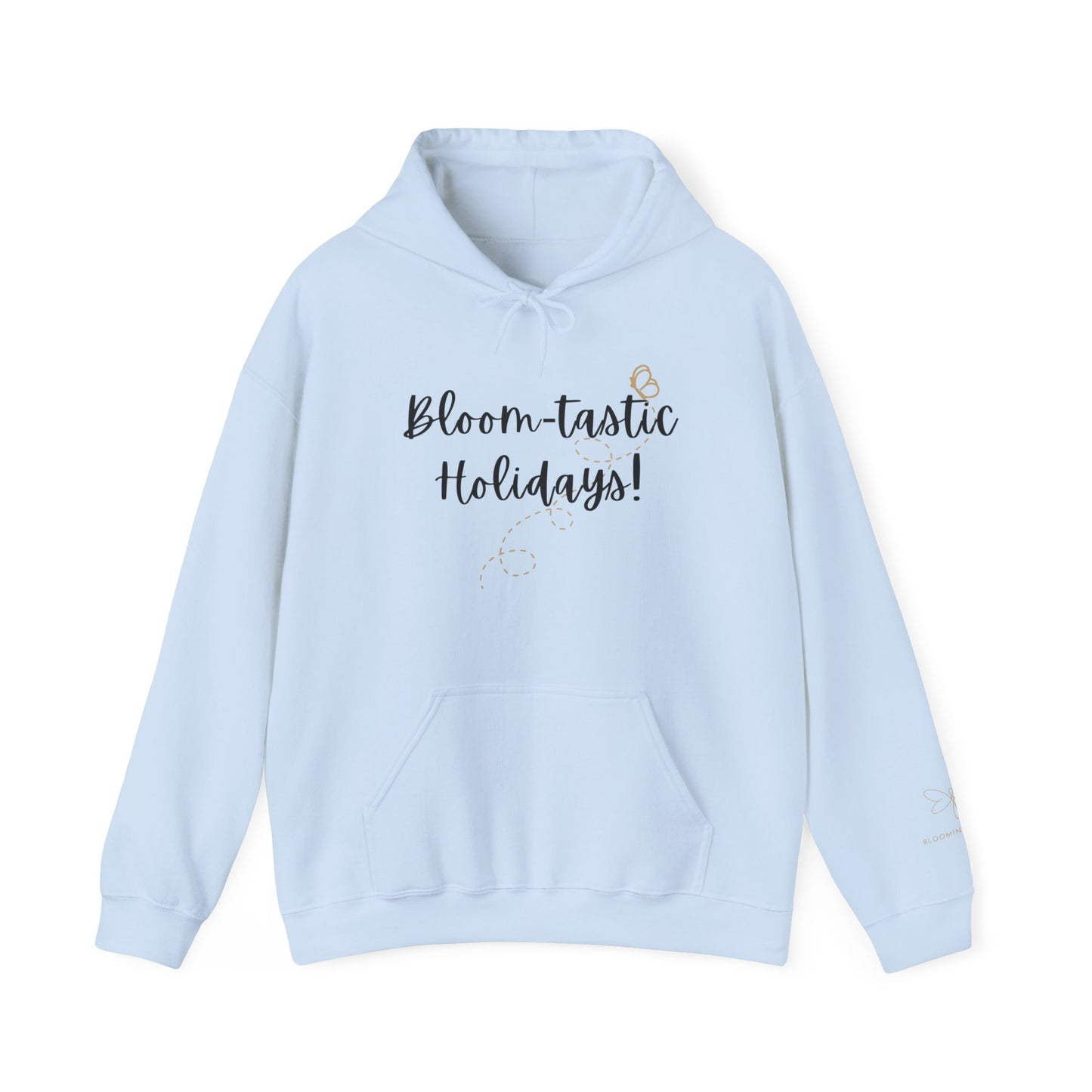 Unisex Bloom-tastic Holidays Hooded Sweatshirt with Printed Sleeve