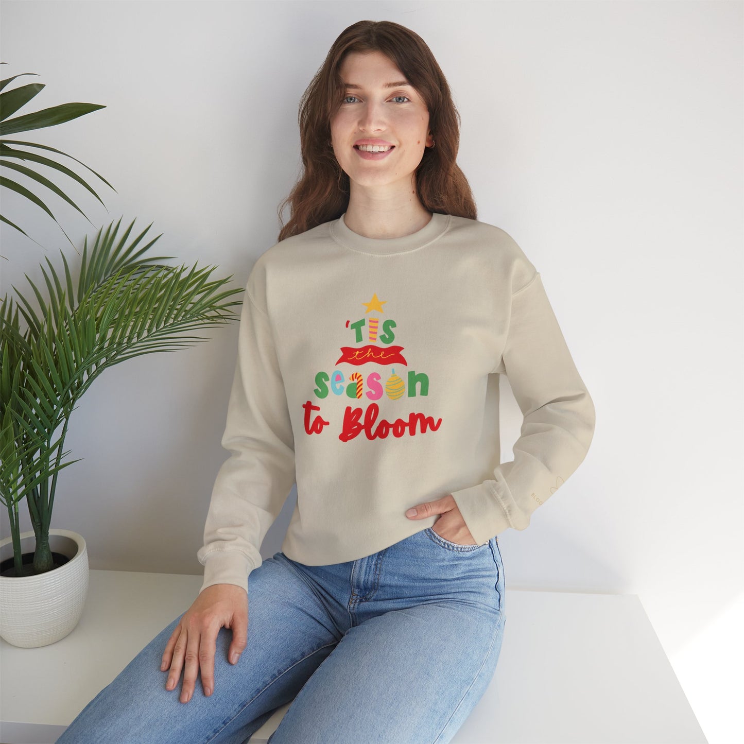 Unisex Christmas Sweatshirt with Printed Sleeve