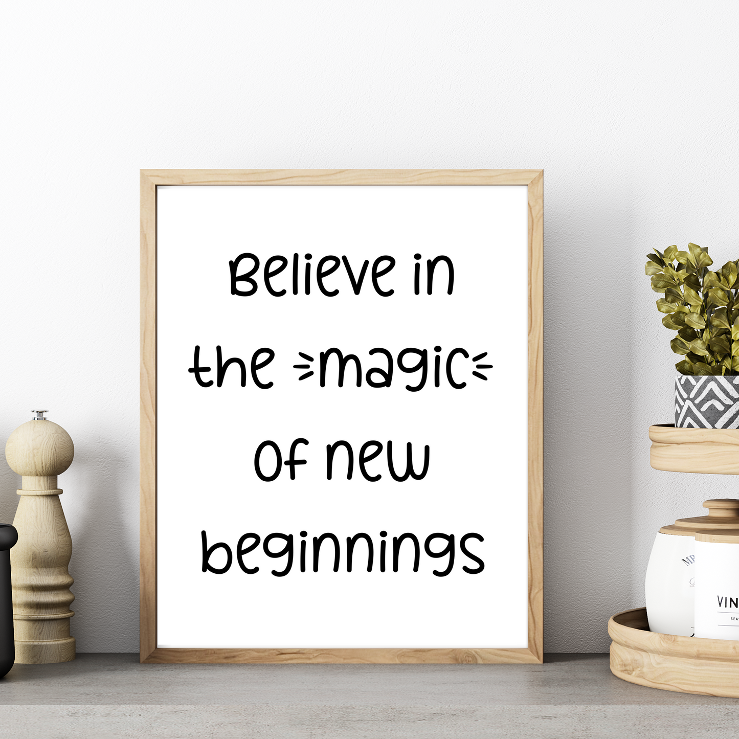 Believe in the Magic of New Beginnings - Printable Wall Art Prints for Home Decor, Blooming Angel Motivational Poster