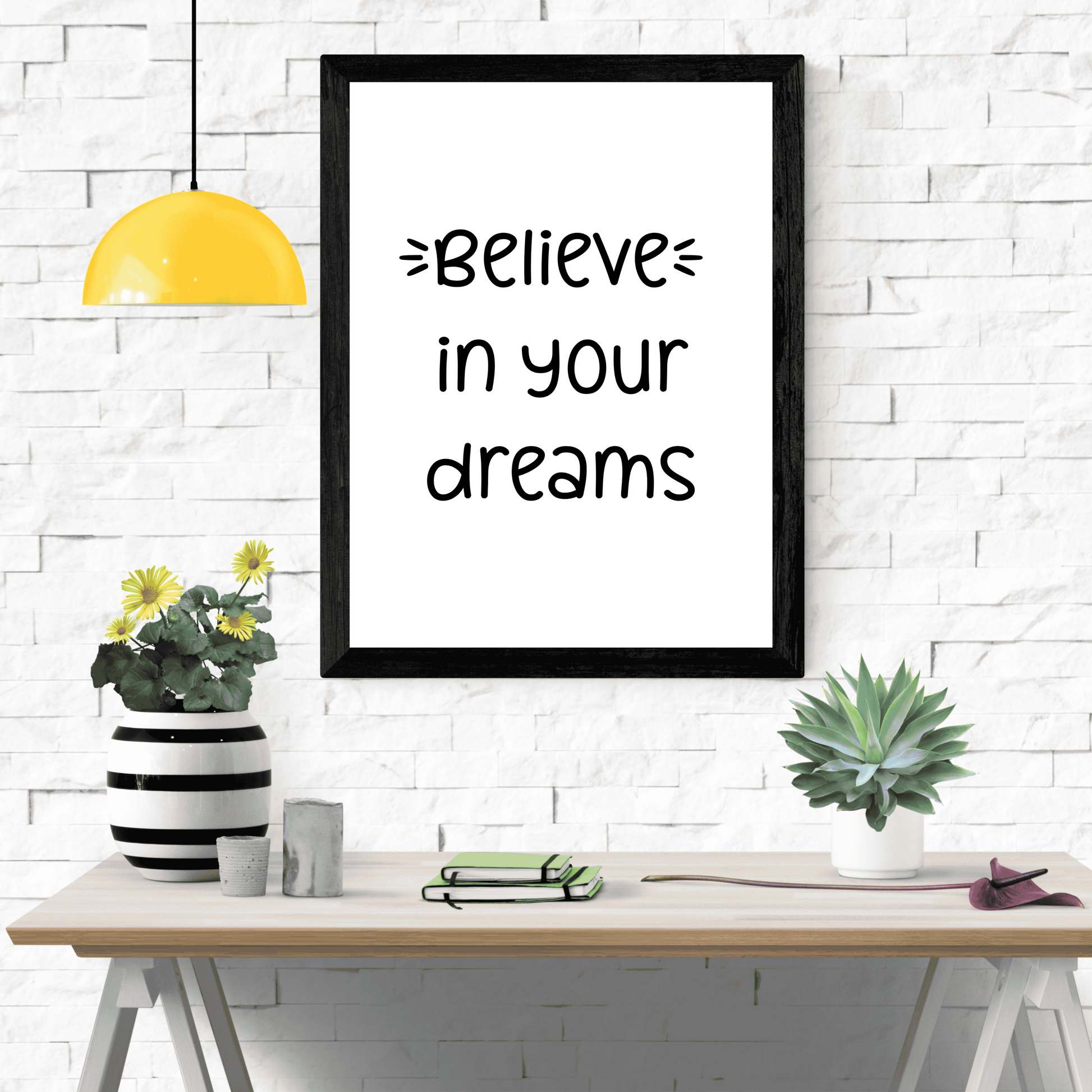 Believe in Your Dreams - Printable Wall Art Prints for Home Decor, Blooming Angel Motivational Poster