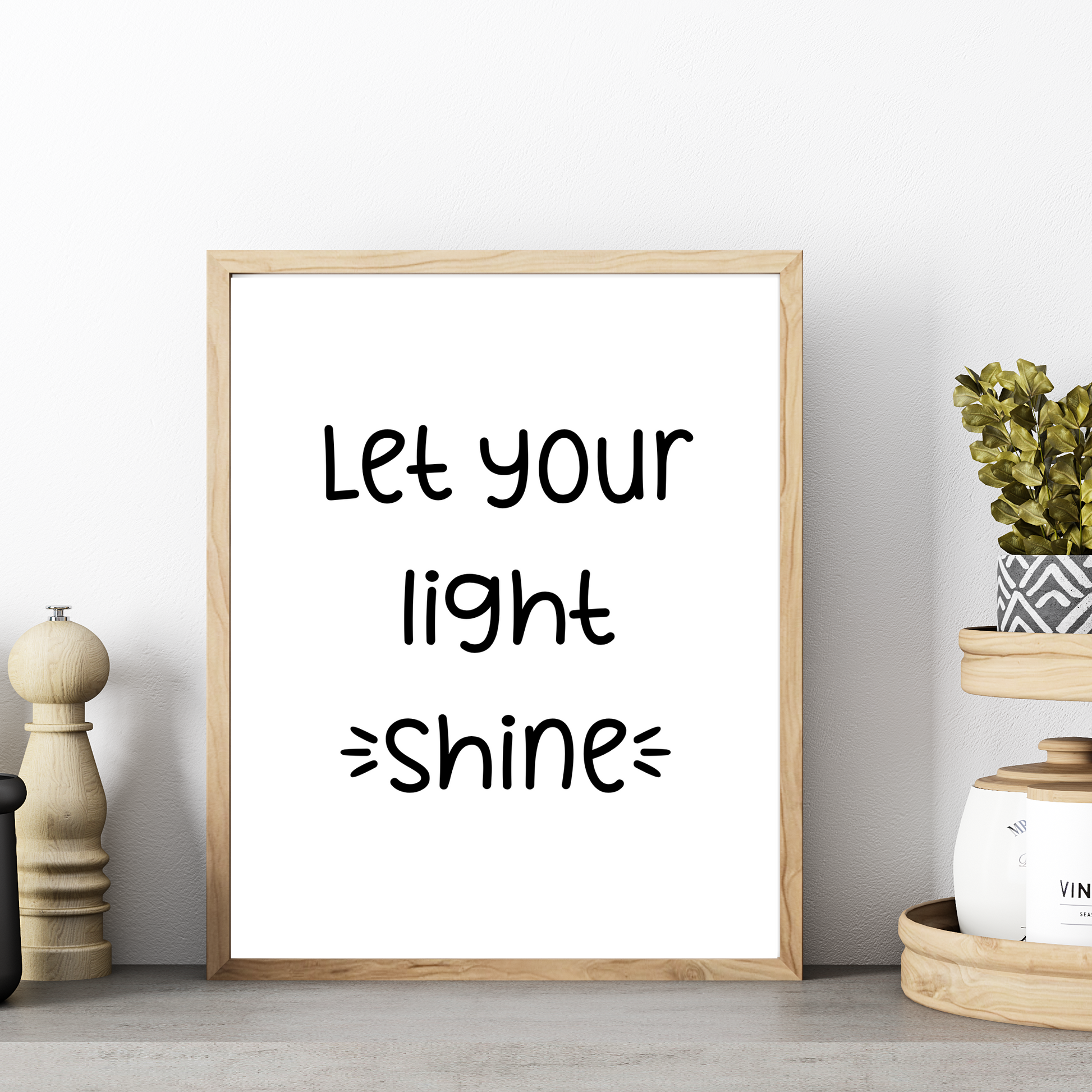 Let Your Light Shine - Printable Wall Art Prints for Home Decor, Blooming Angel Motivational Poster